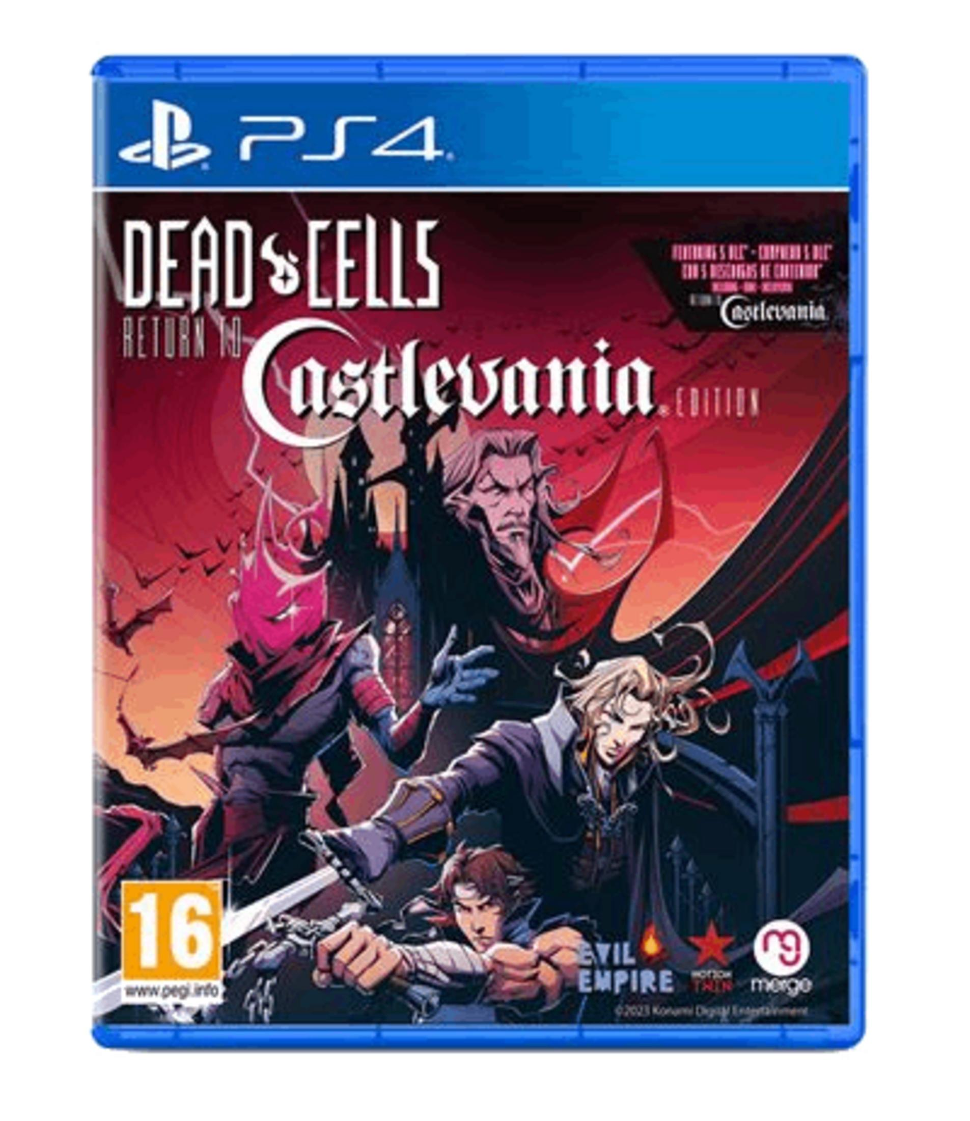 Copertina gioco PS4: Dead Cells Return to Castlevania Edition, con personaggi e un castello.