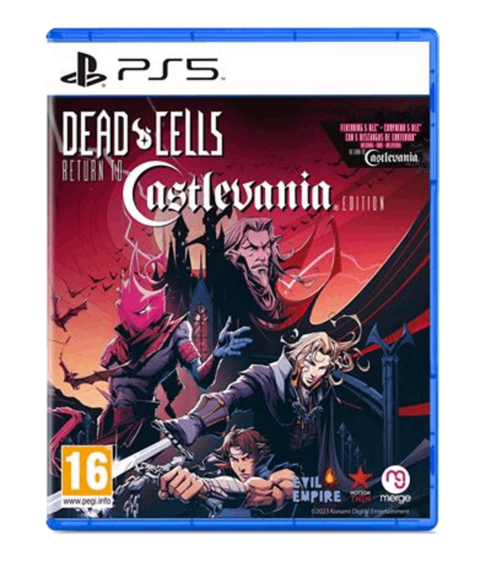 Copertina del gioco PS5 "Dead Cells: Return to Castlevania Edition" con personaggi.