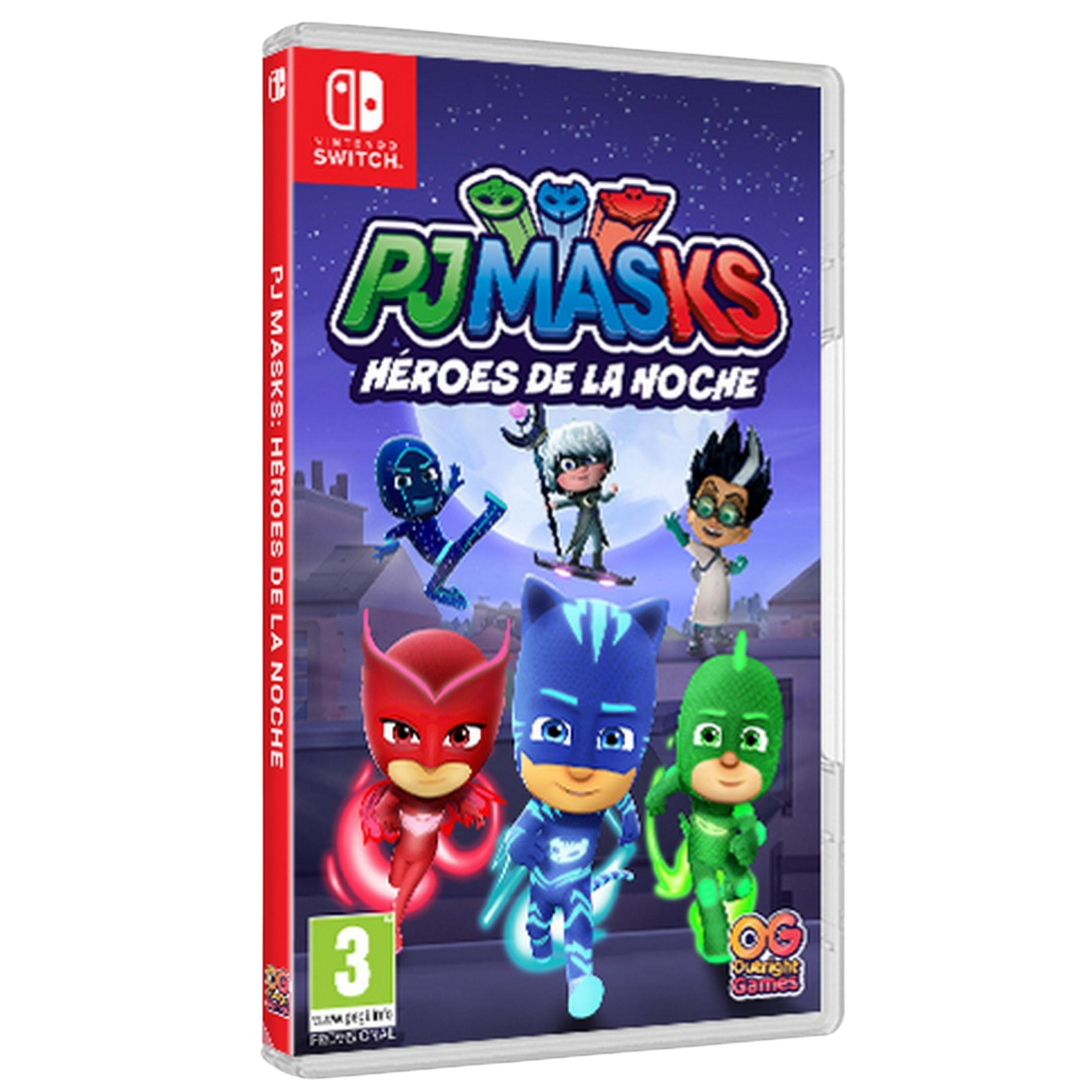 Gioco Nintendo Switch "PJ Masks: Heroes de la Noche" con tre supereroi.