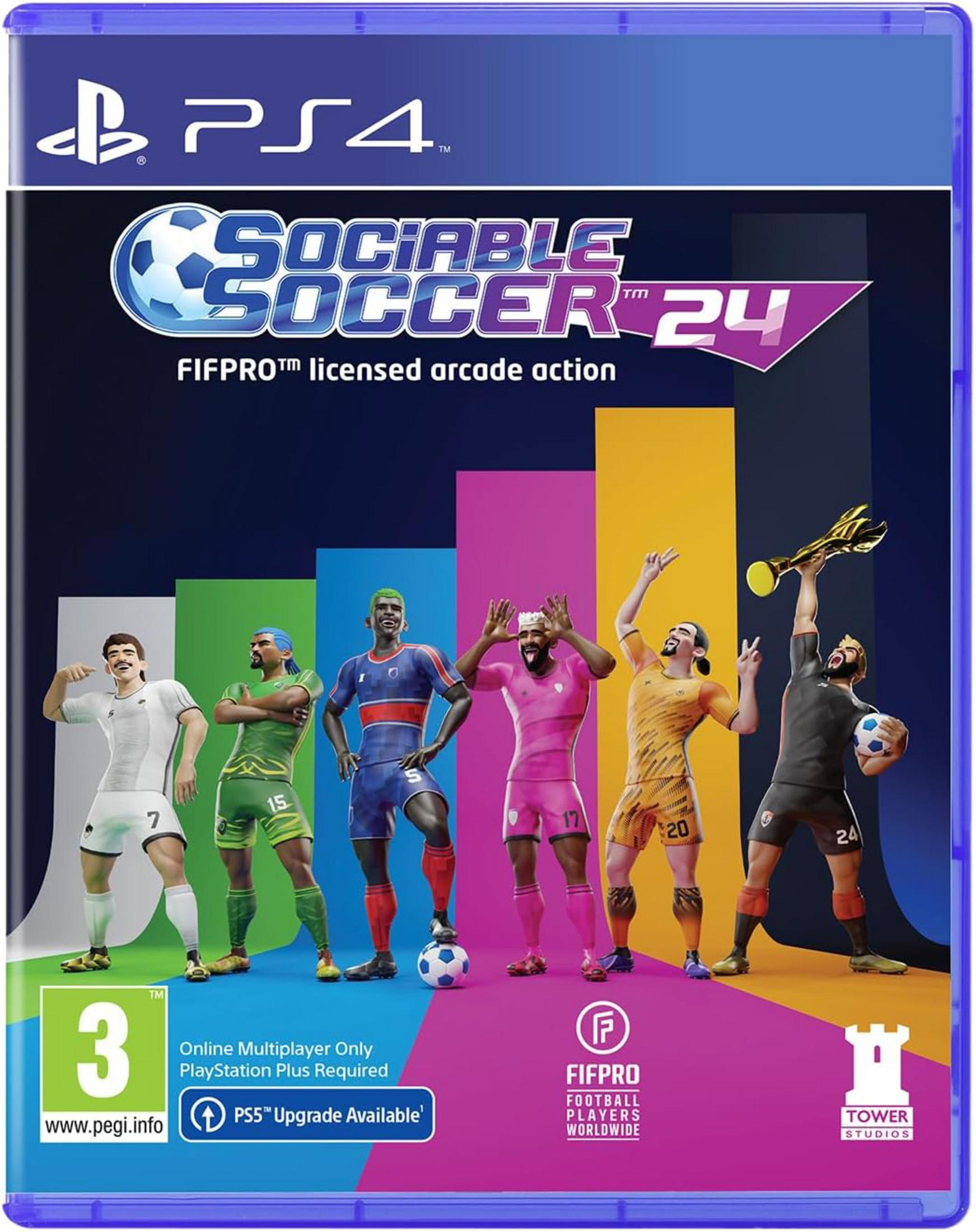 Copertina gioco PS4: Sei calciatori in maglie colorate su uno sfondo di pilastri.