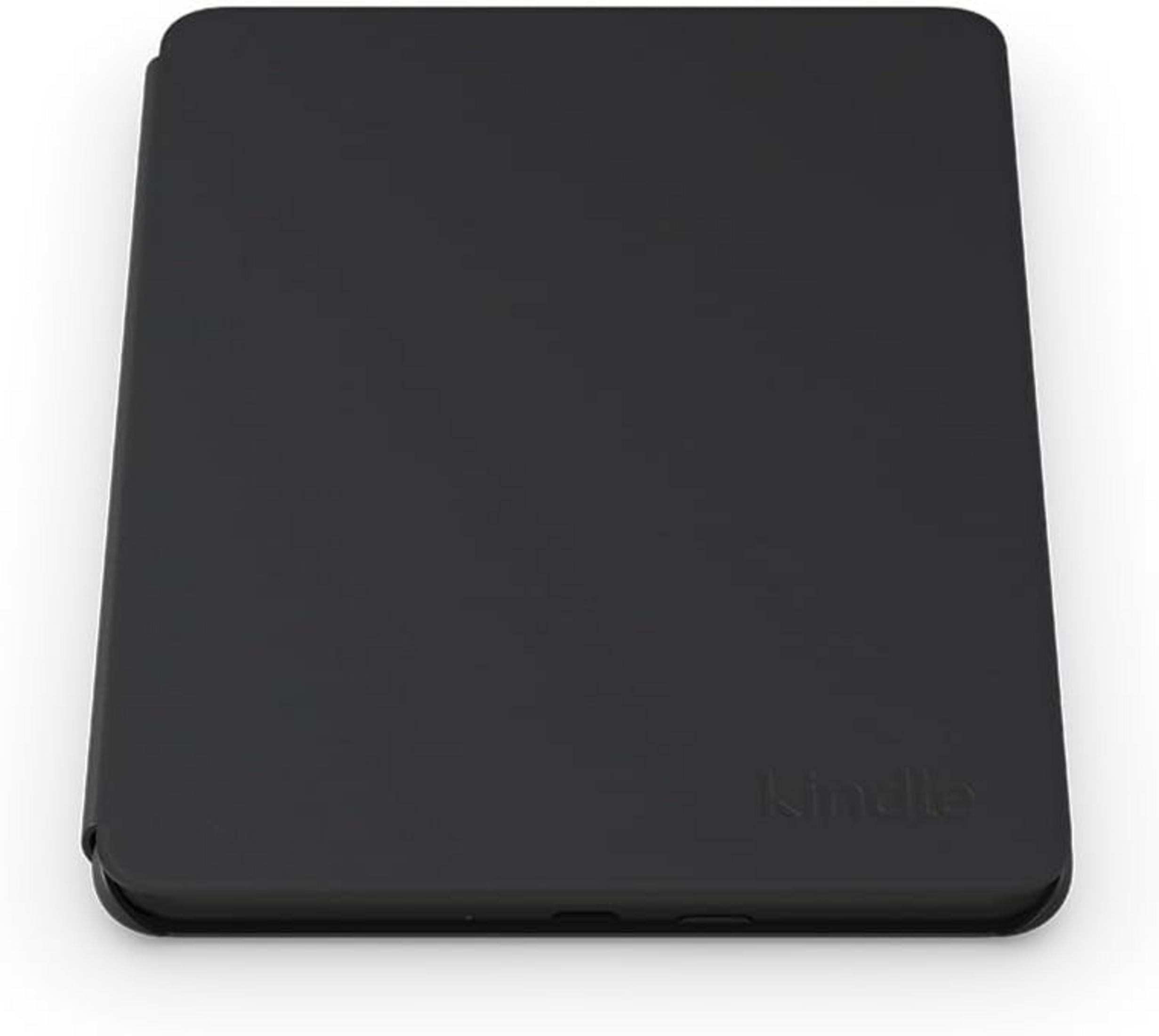 Ön yüzünde "Kindle" logosu kabartmalı siyah Kindle kılıfı.