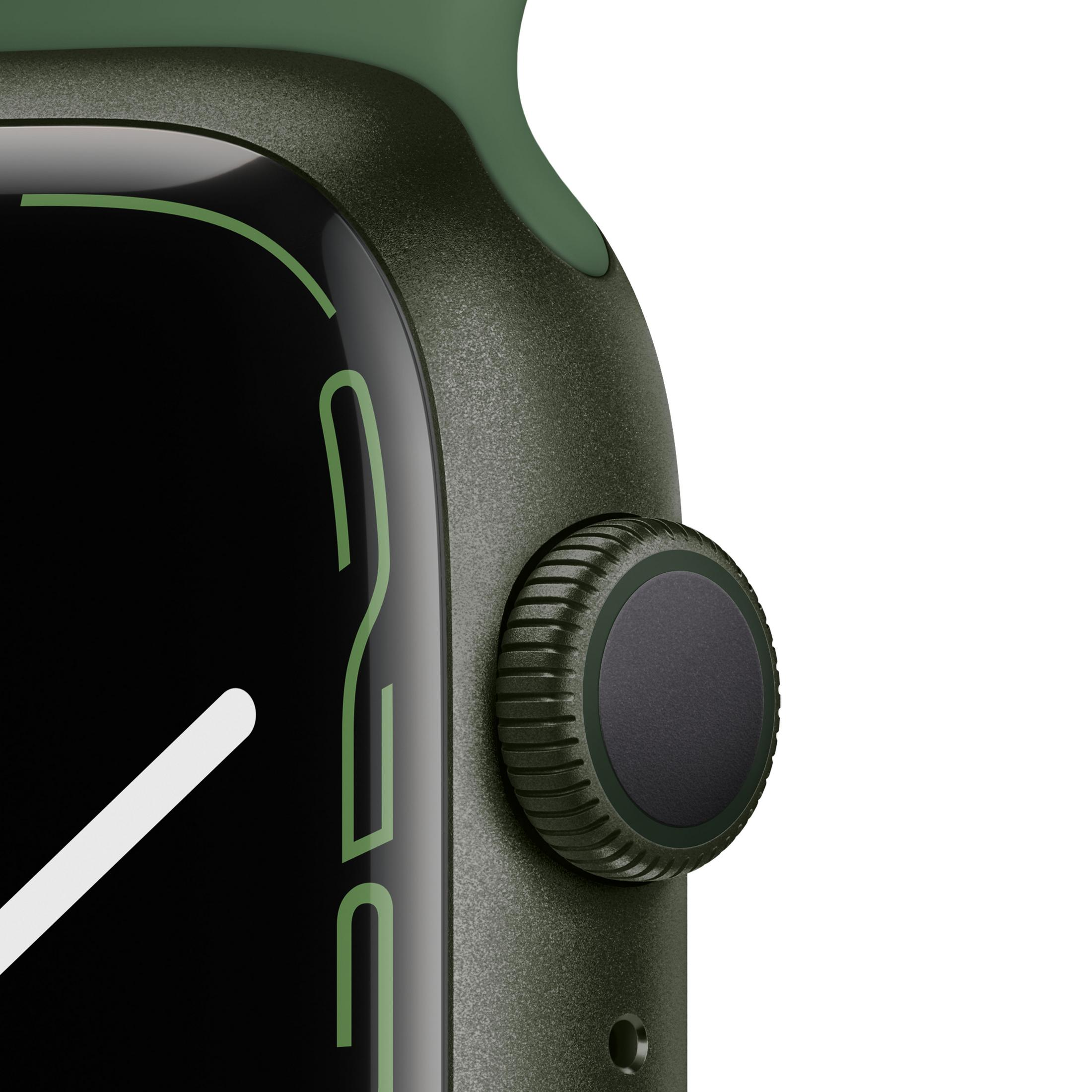 Primer plano de un reloj inteligente verde con pantalla negra y pantalla digital.