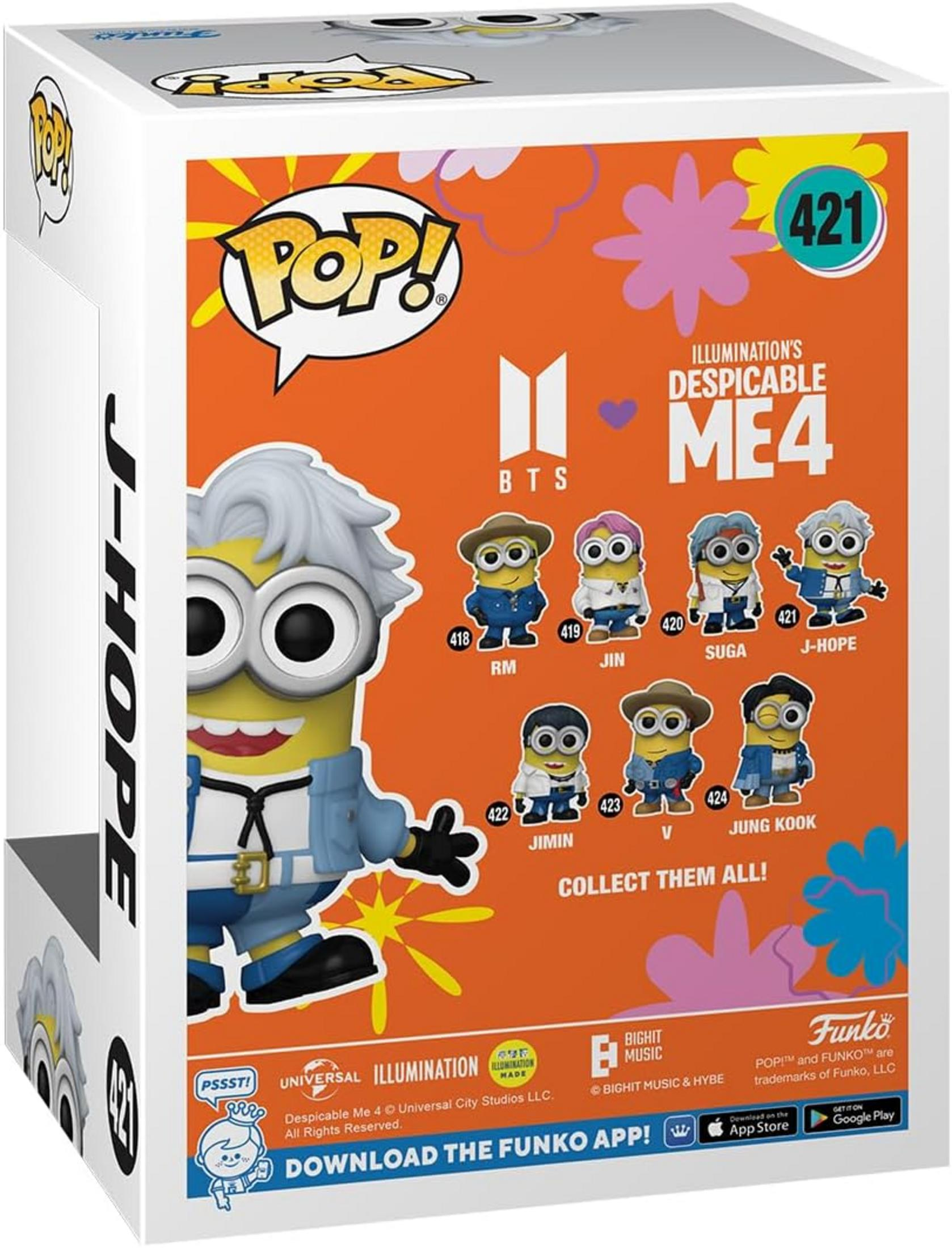 Scatola Funko Pop! con Minion stile J-Hope e Minion BTS.