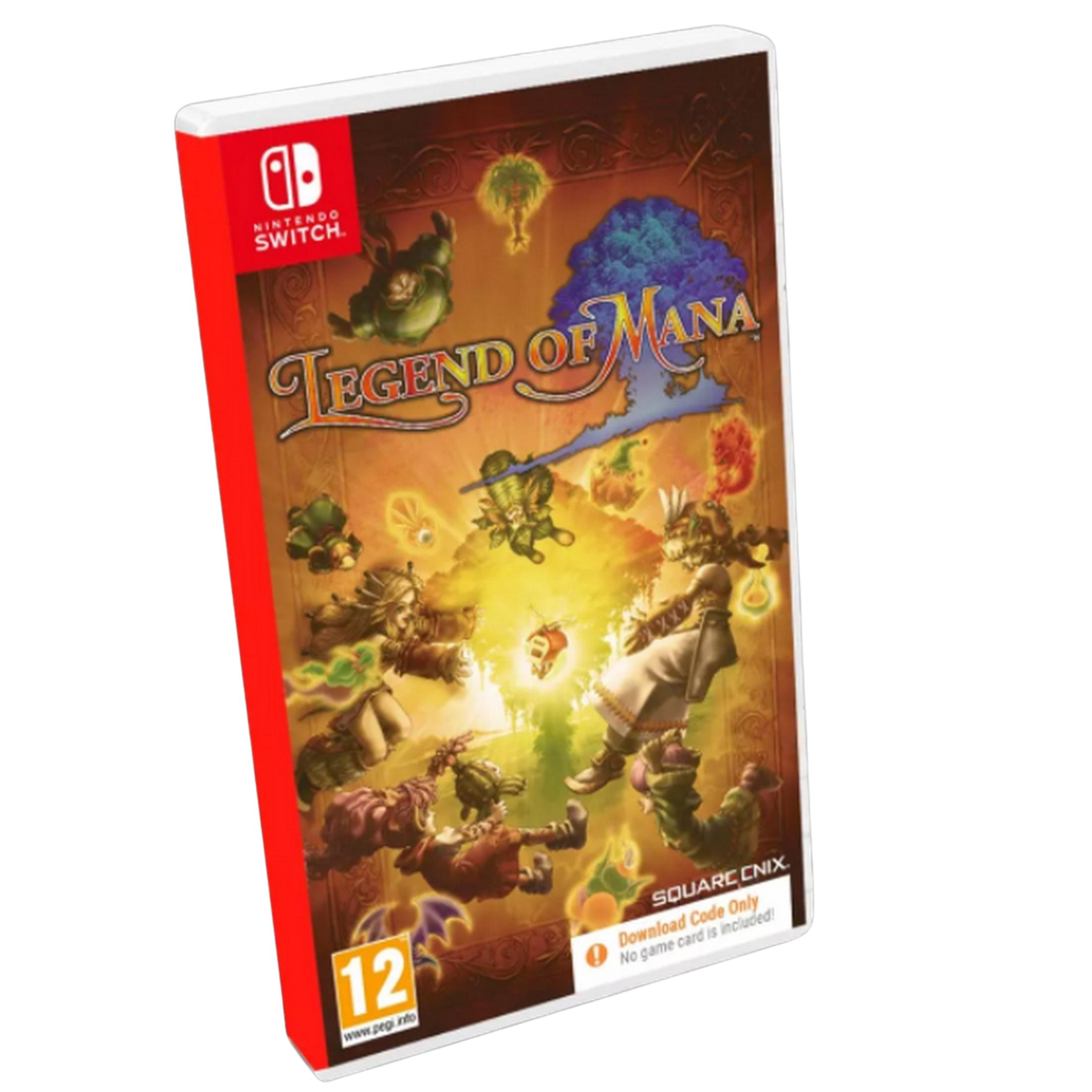 Gioco Nintendo Switch "Legend of Mana" con personaggi ed effetti magici.