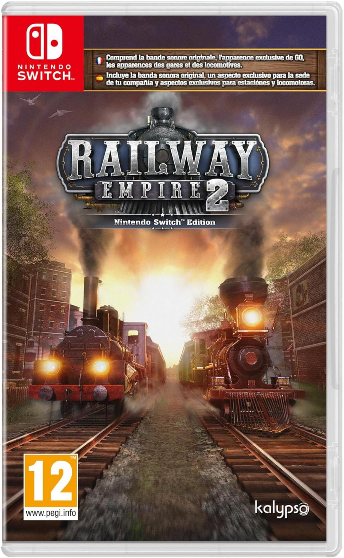 Copertina del gioco Nintendo Switch. Due locomotive a vapore su binari con fumo.