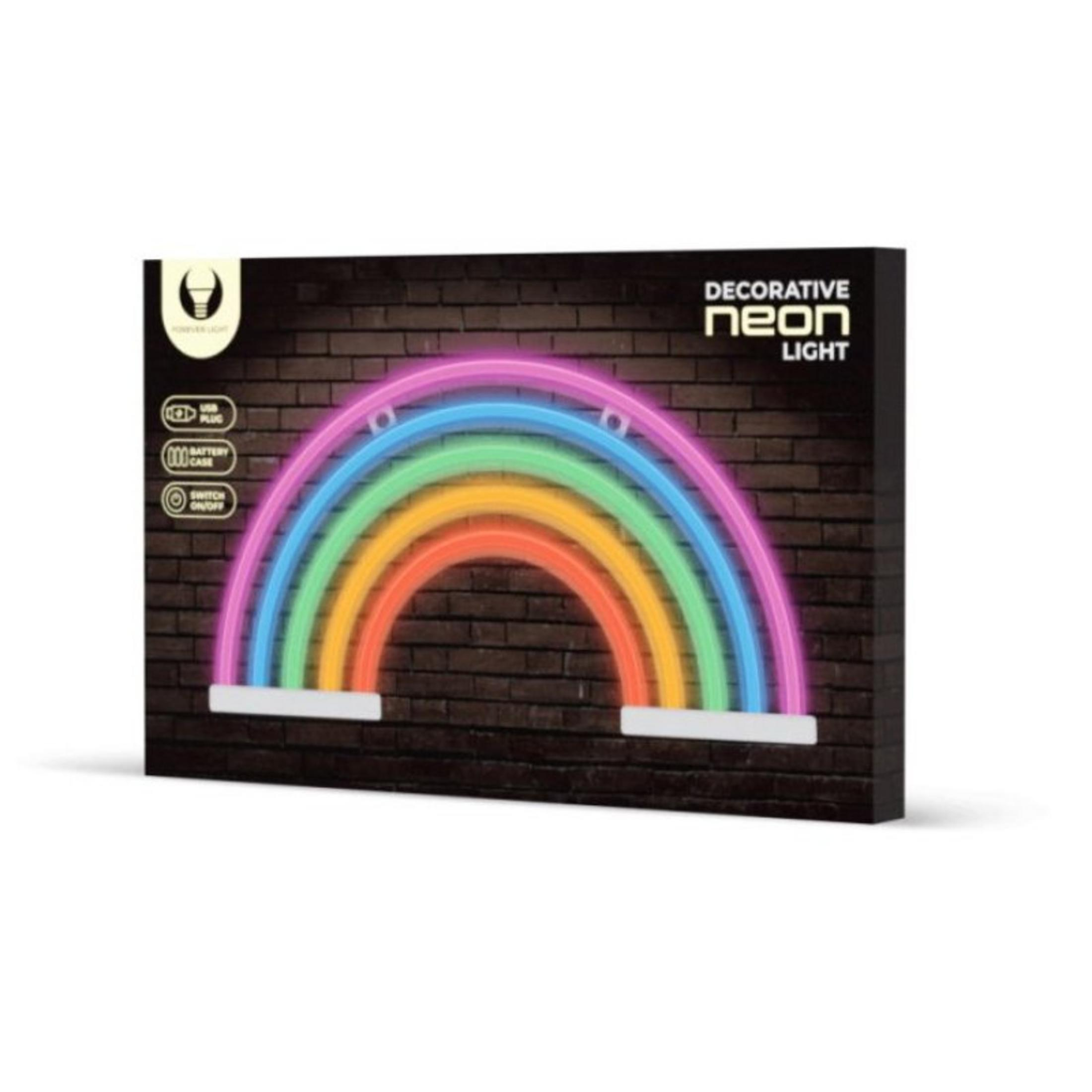 Una luz de neón en forma de arcoíris con función USB y batería.