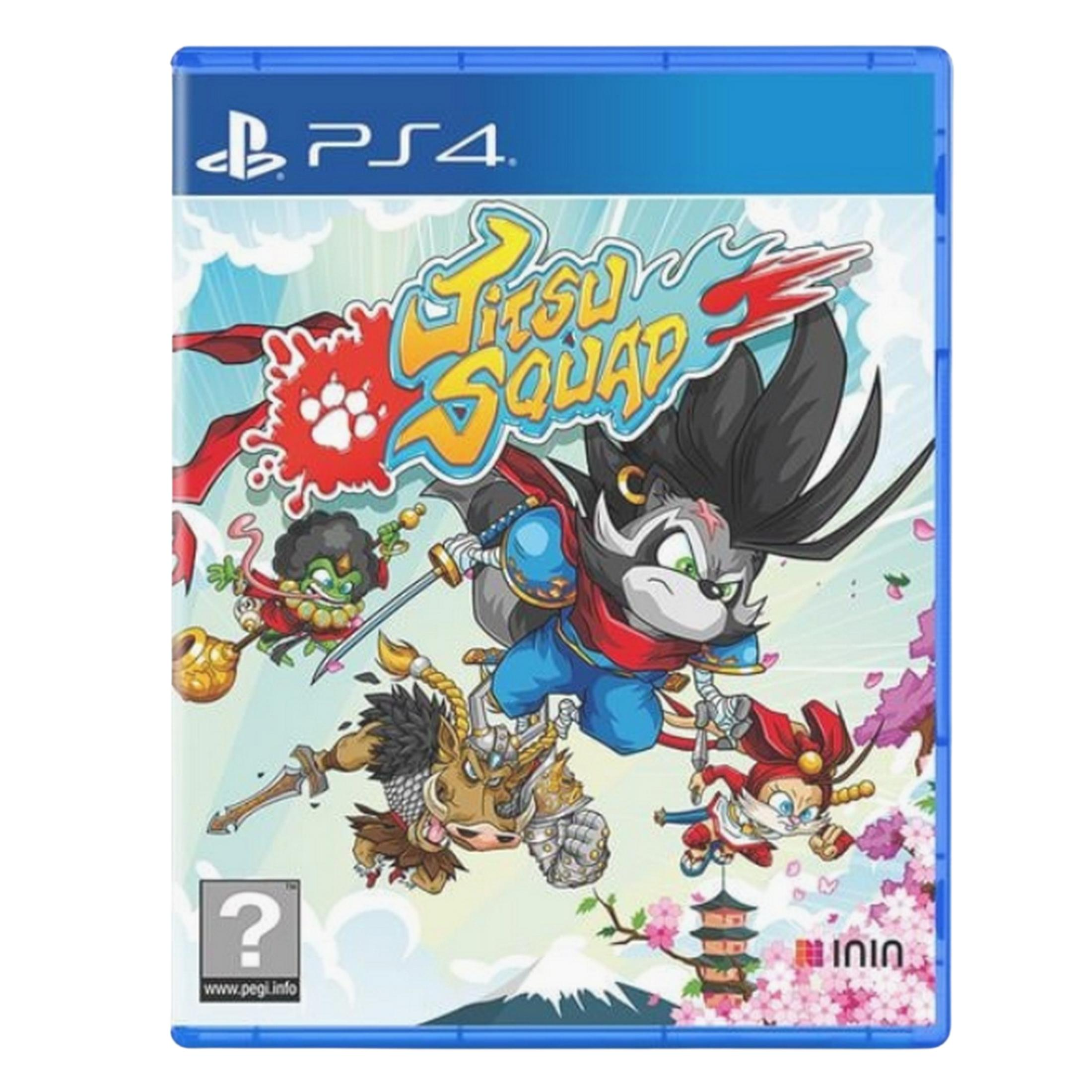 Copertina gioco PS4 con animali cartoni animati che combattono, con montagna innevata.