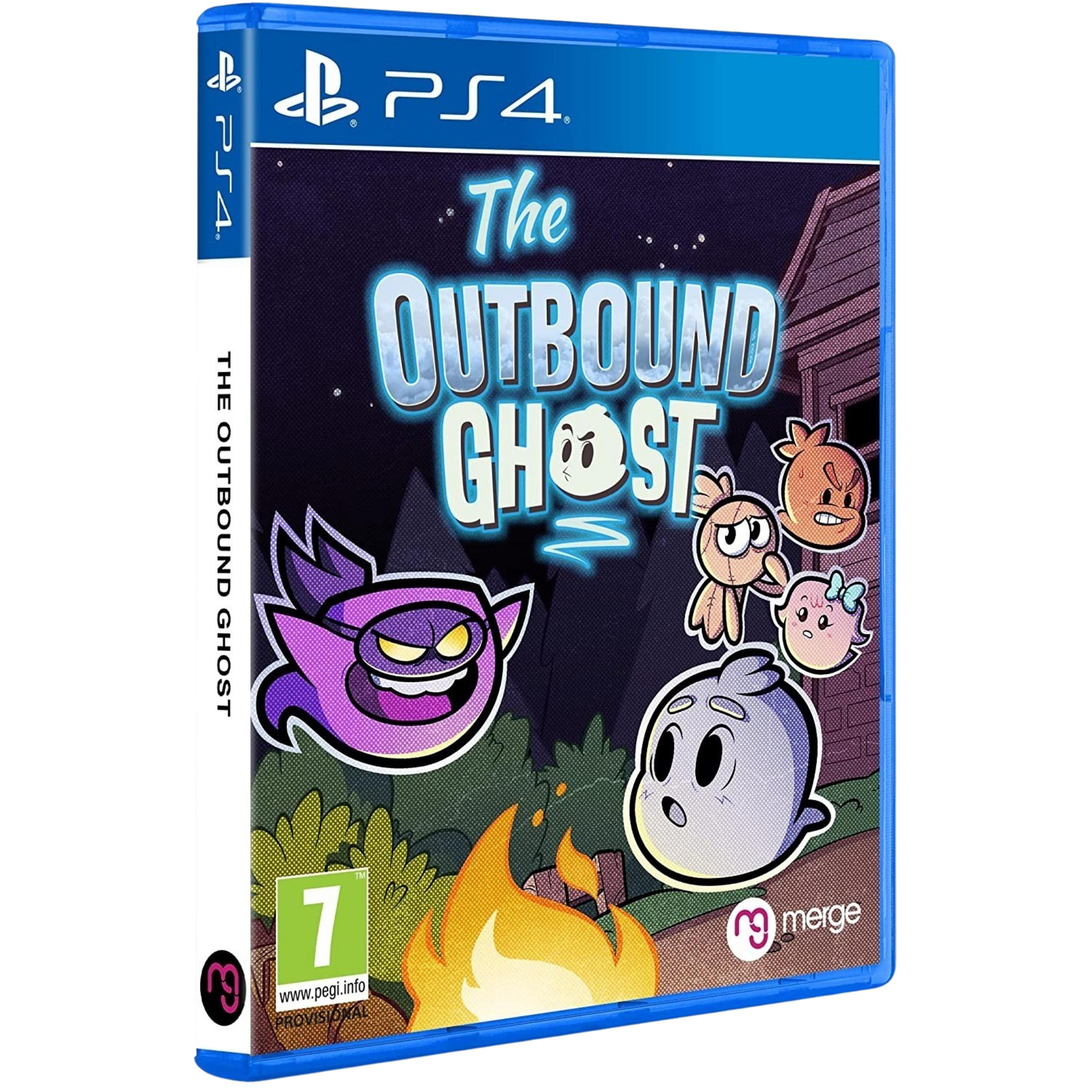 Custodia gioco PS4 con fantasmi cartoni animati davanti a sfondo scuro e falò.