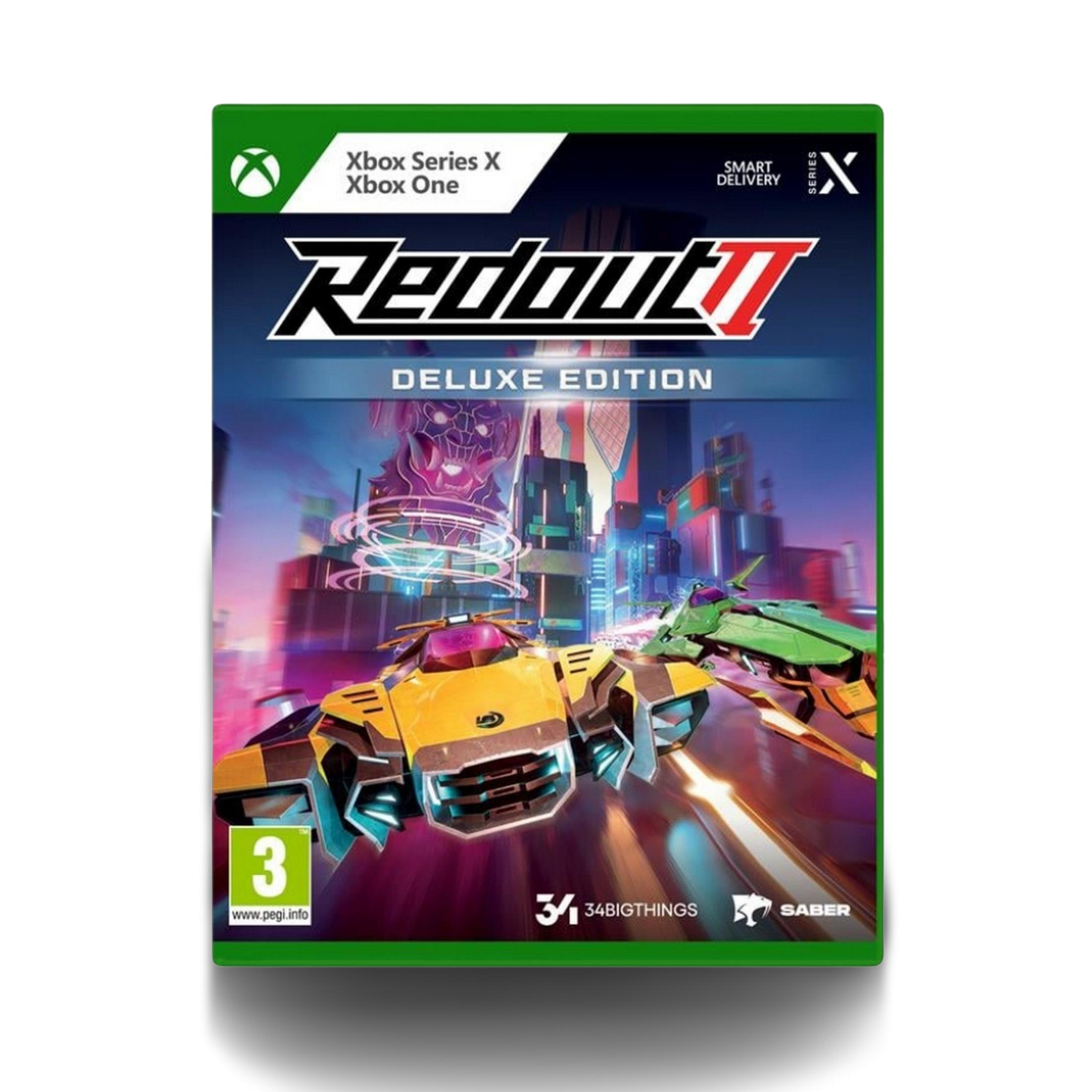 Copertina gioco Xbox con veicoli da corsa e paesaggio urbano futuristico.