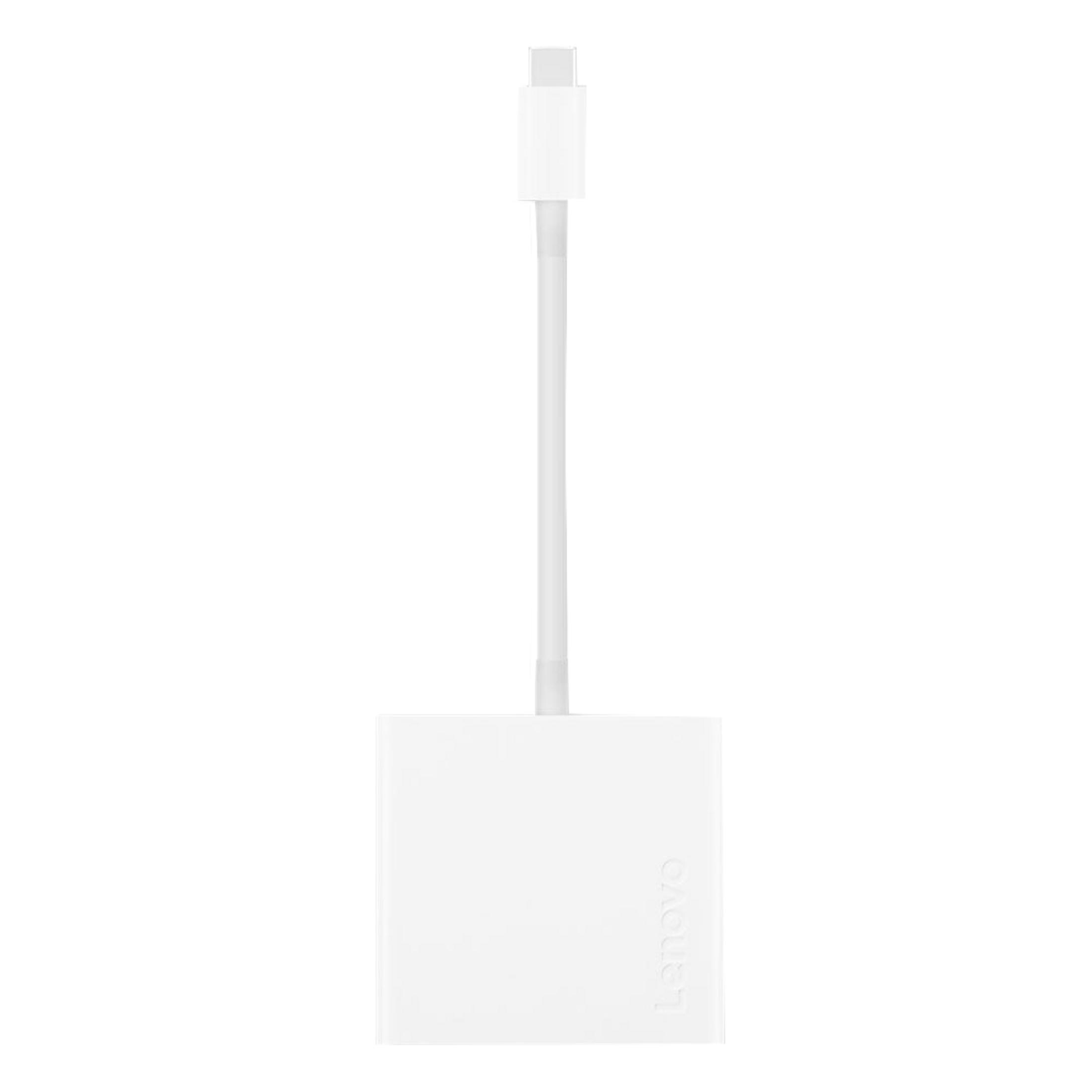 Biały adapter USB-C Lenovo z kablem.