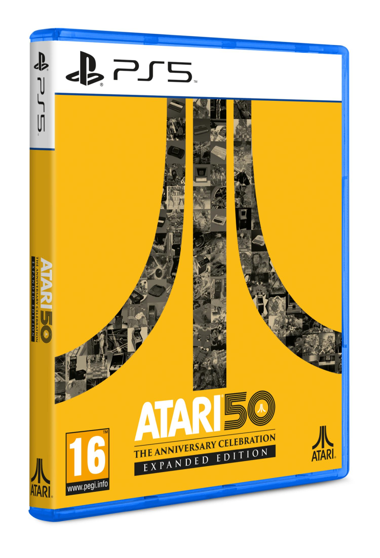 Custodia gioco PS5 Atari 50: The Anniversary Celebration con design giallo.