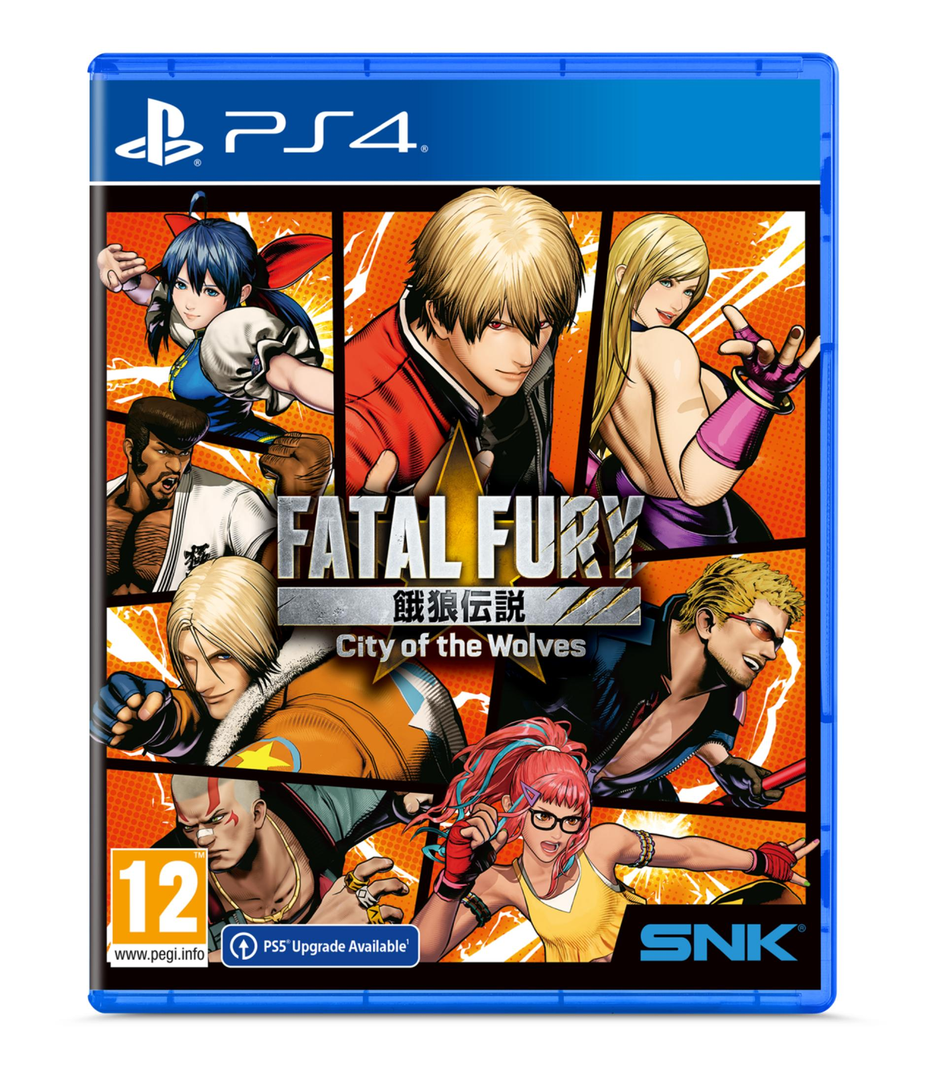 Custodia gioco PS4 con personaggi di Fatal Fury: City of the Wolves.