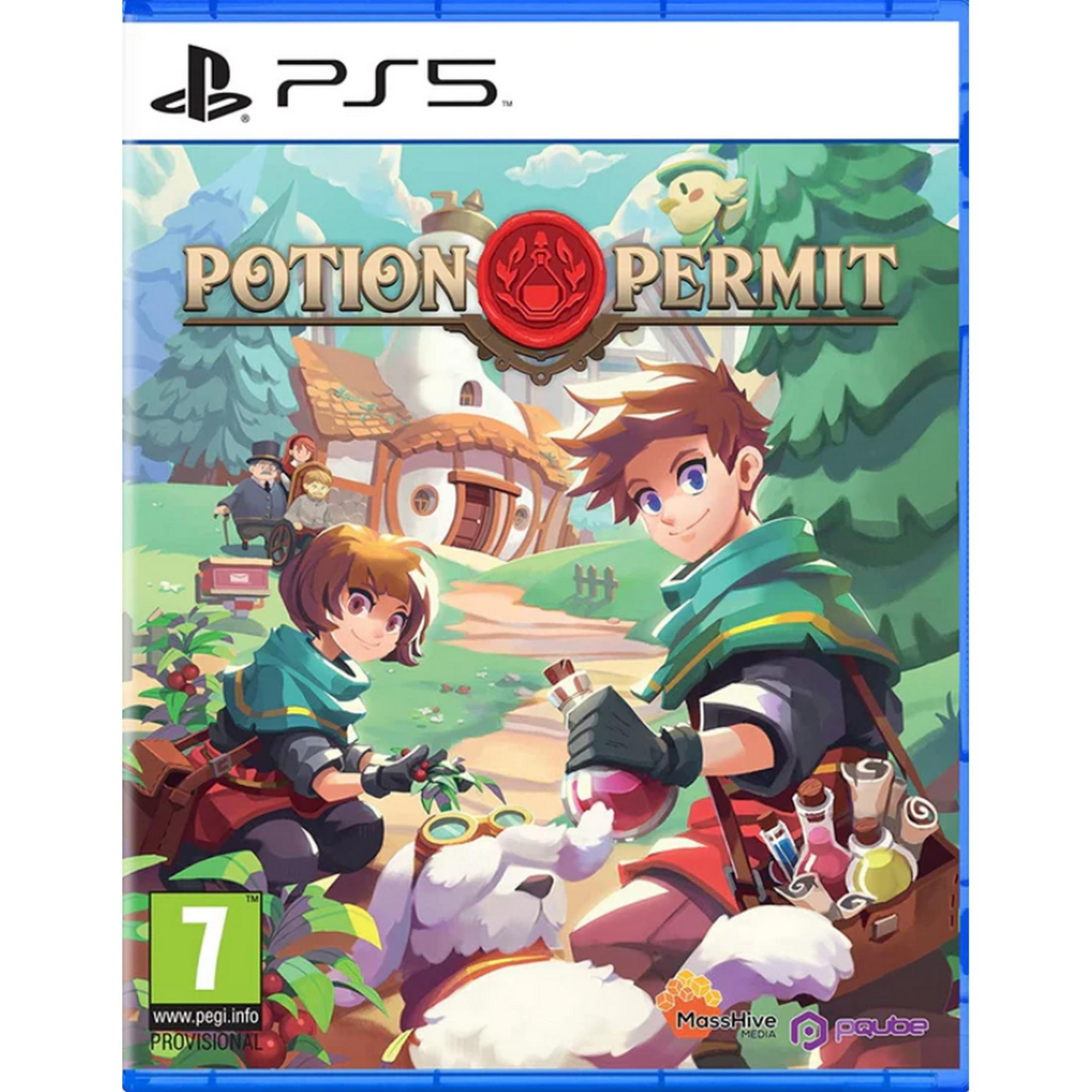Portada de juego PS5: Dos niños, un perro y un pueblo en estilo caricaturesco.