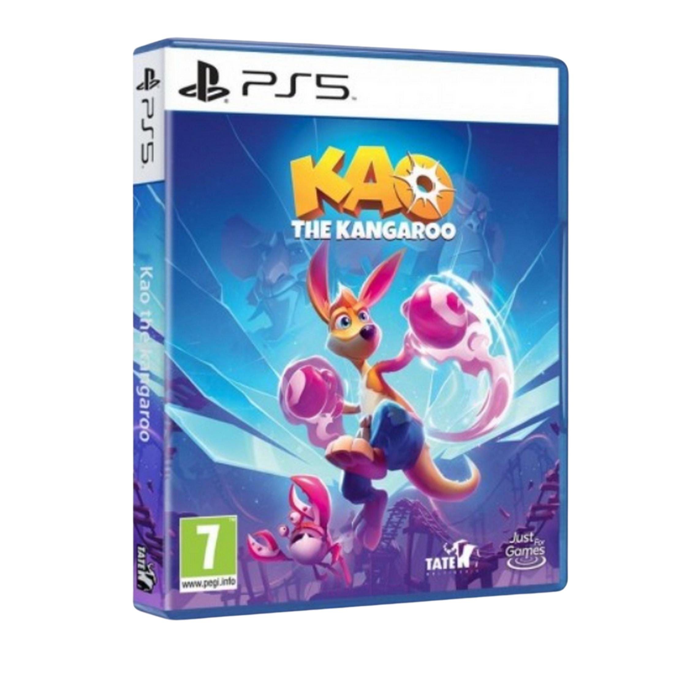Copertina gioco PS5 Kao the Kangaroo con canguro e granchio.
