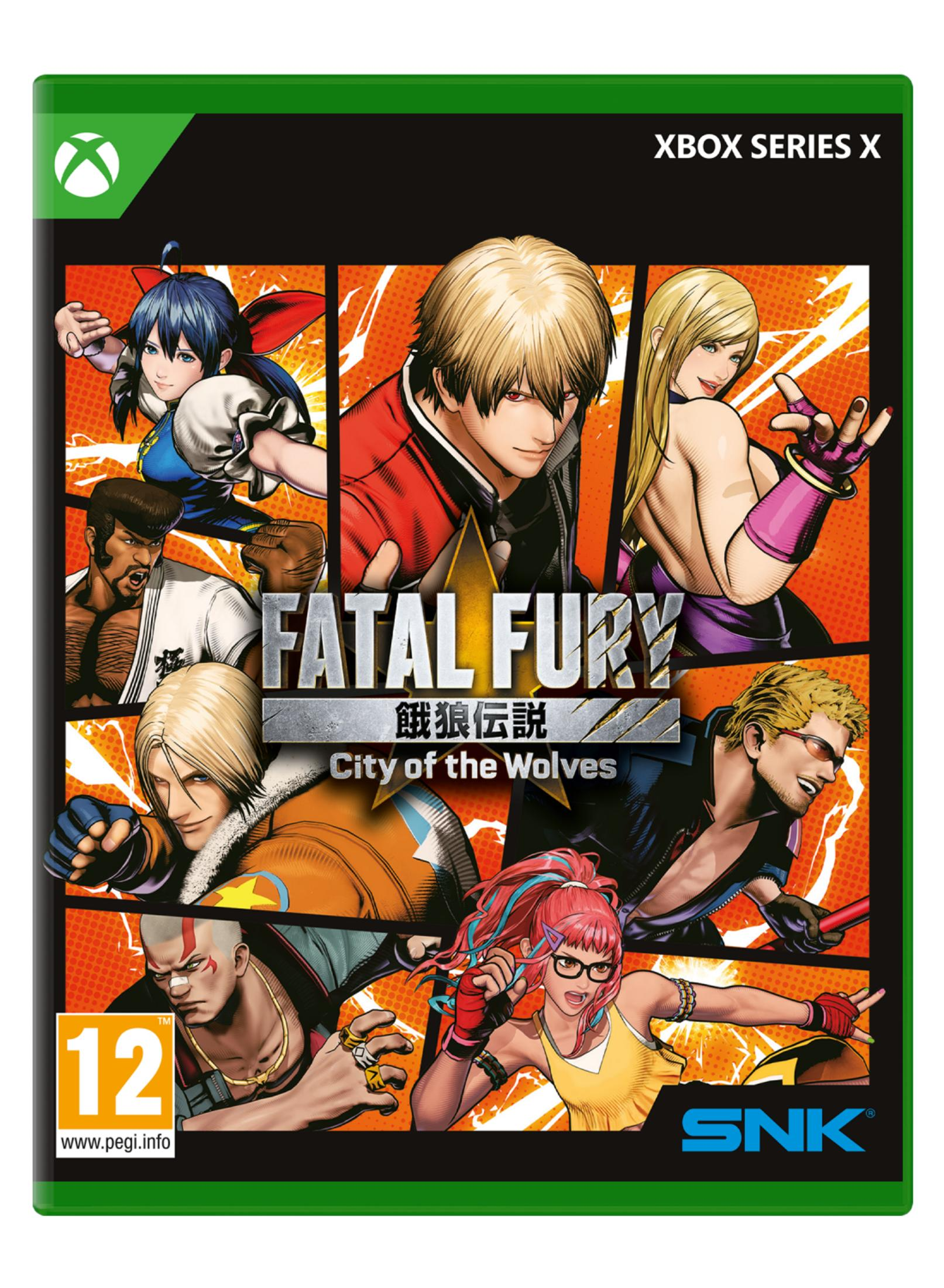 Portada de Fatal Fury City of the Wolves para Xbox con 6 personajes.