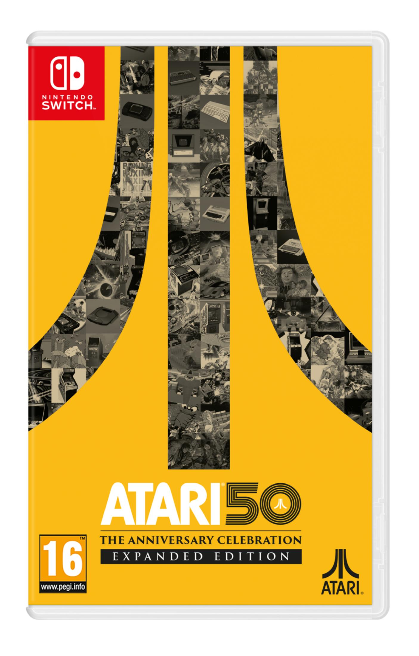 Copertina Nintendo Switch per Atari 50: Anniversary Edition con collage retrò.