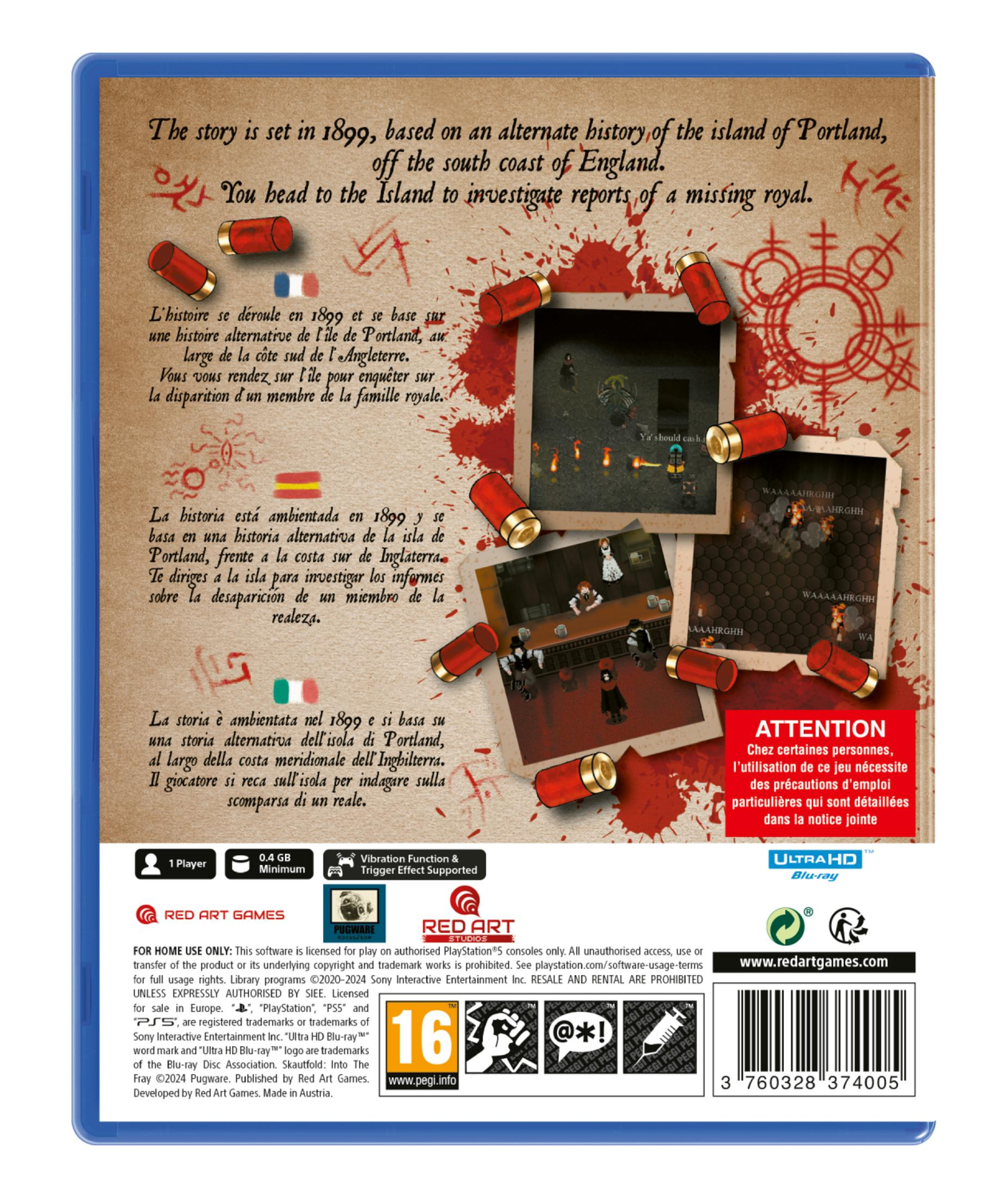 Copertina gioco con testo su mistero del 1899, bossoli e screenshot di gioco.