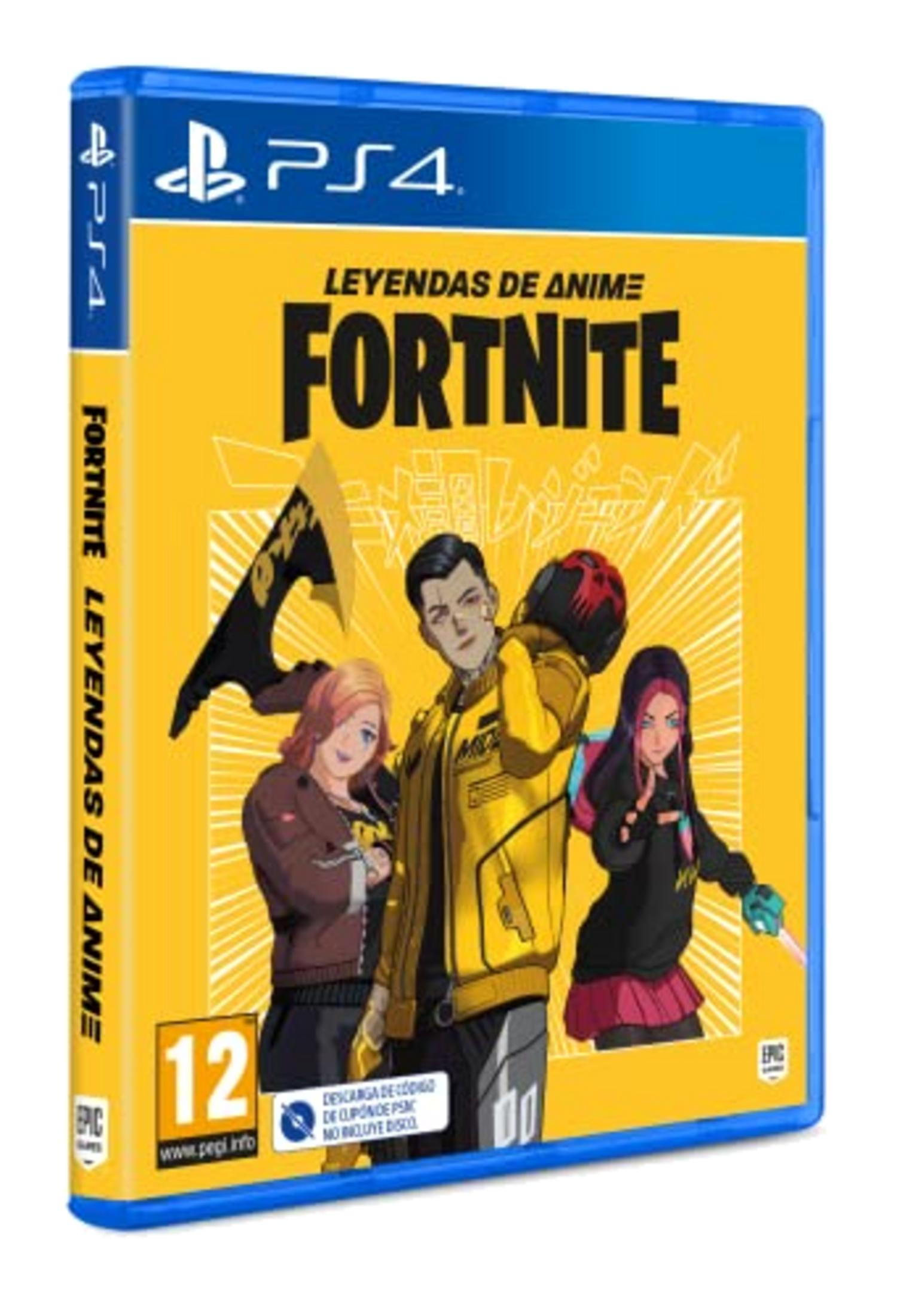 Caja de juego PS4 con personajes de anime sobre fondo amarillo.