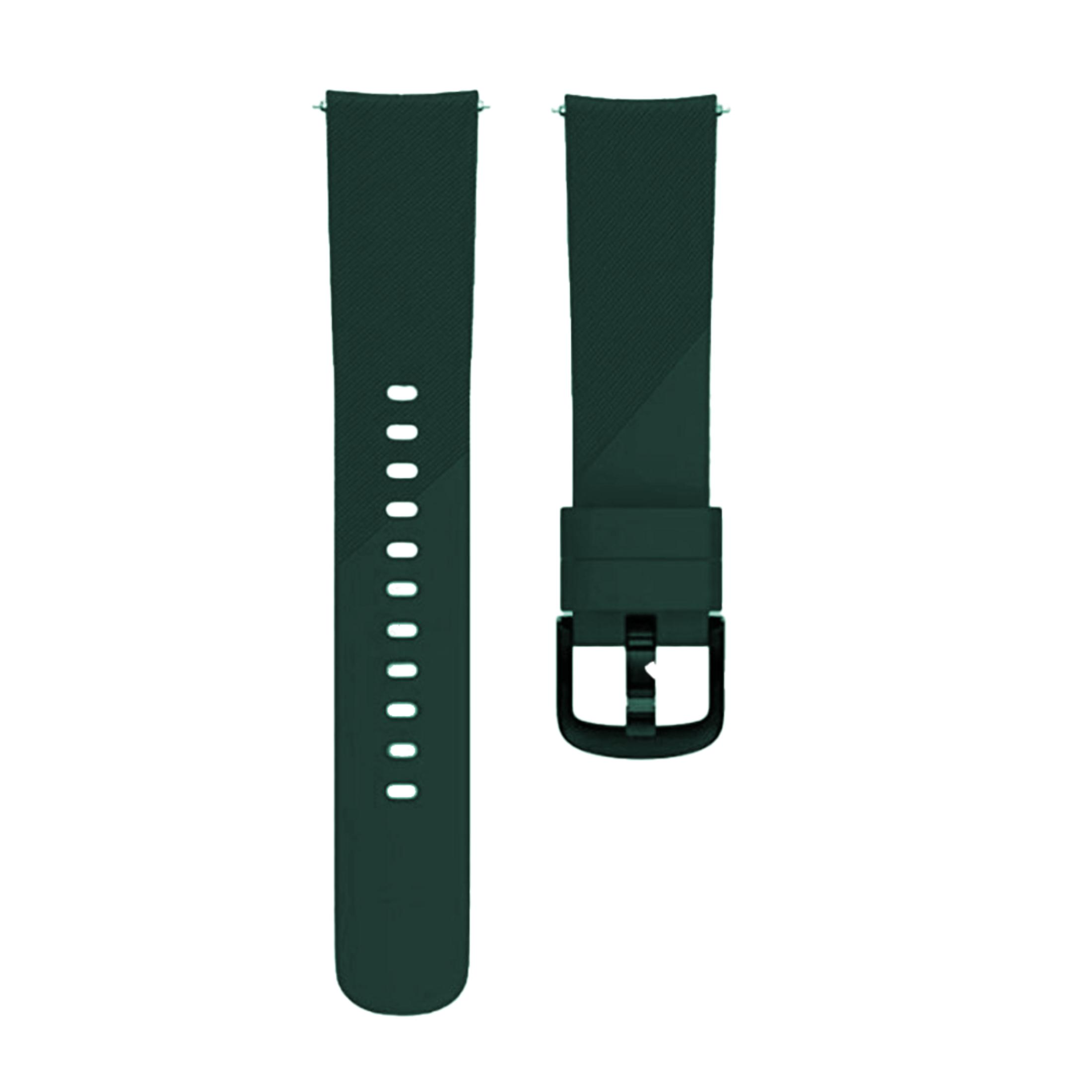 Dos correas de reloj verde oscuro, una con hebilla, sobre fondo blanco.