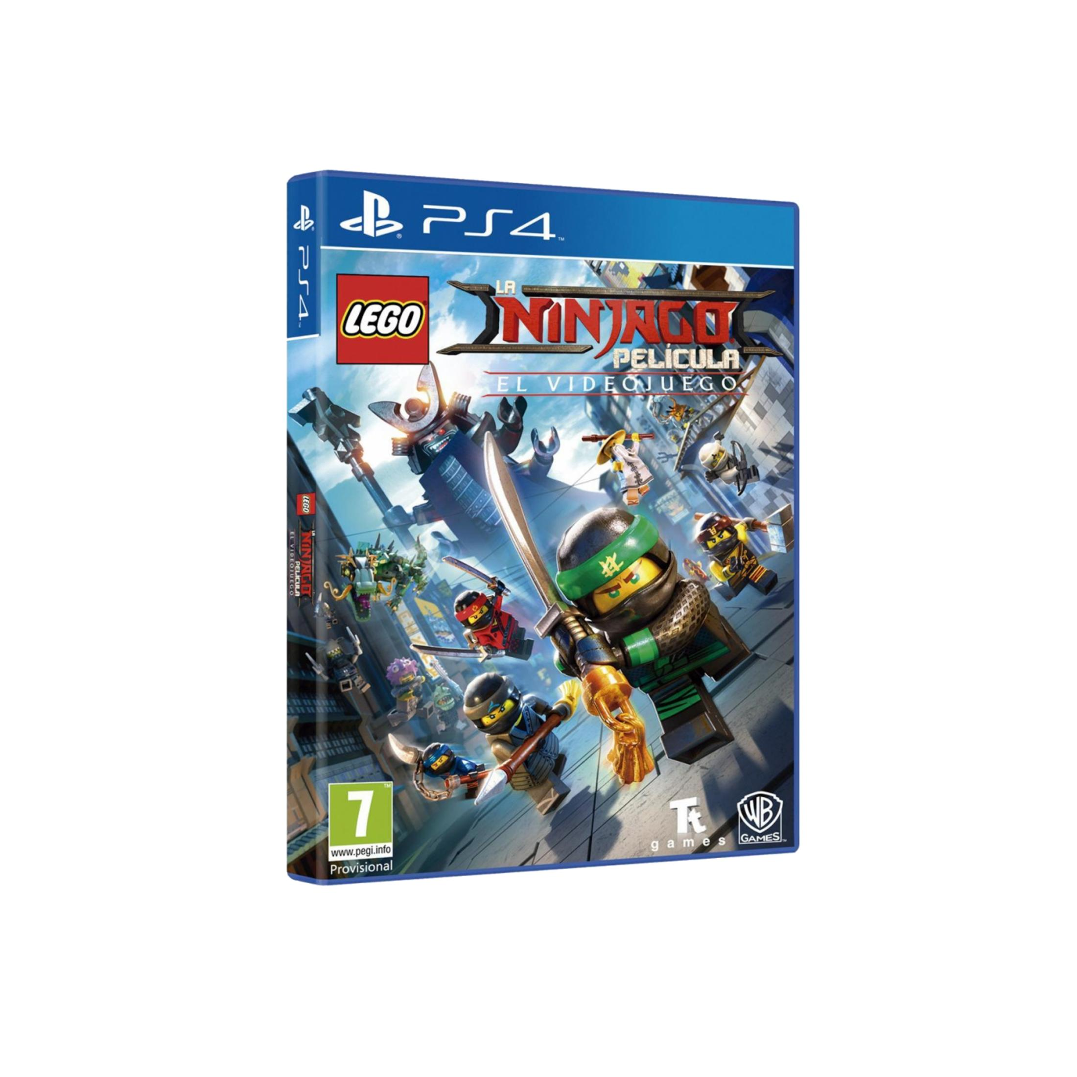 Custodia gioco PS4: Lego Ninjago Il Film con action figure e logo.