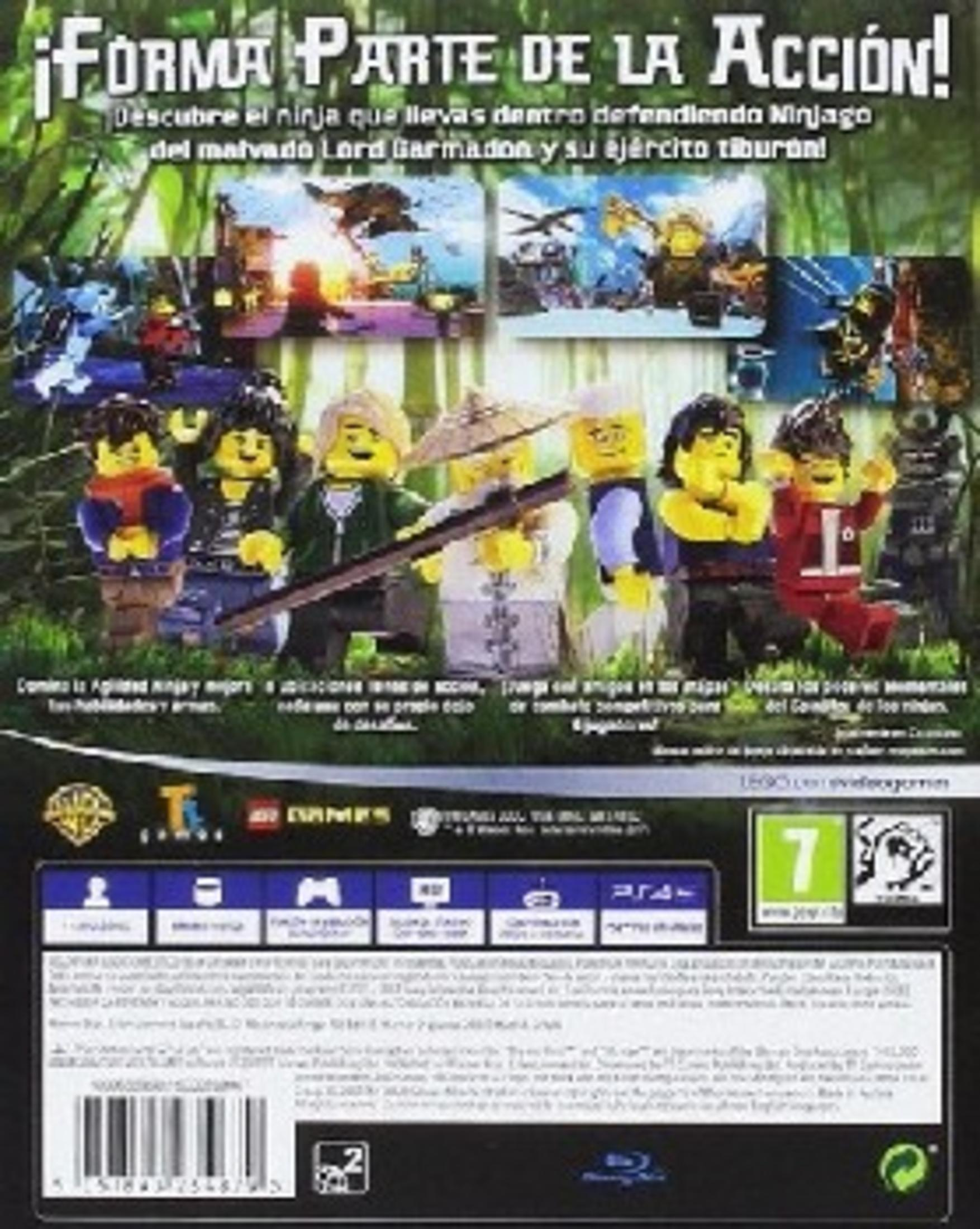 Copertina del gioco Lego Ninjago con personaggi e testo.