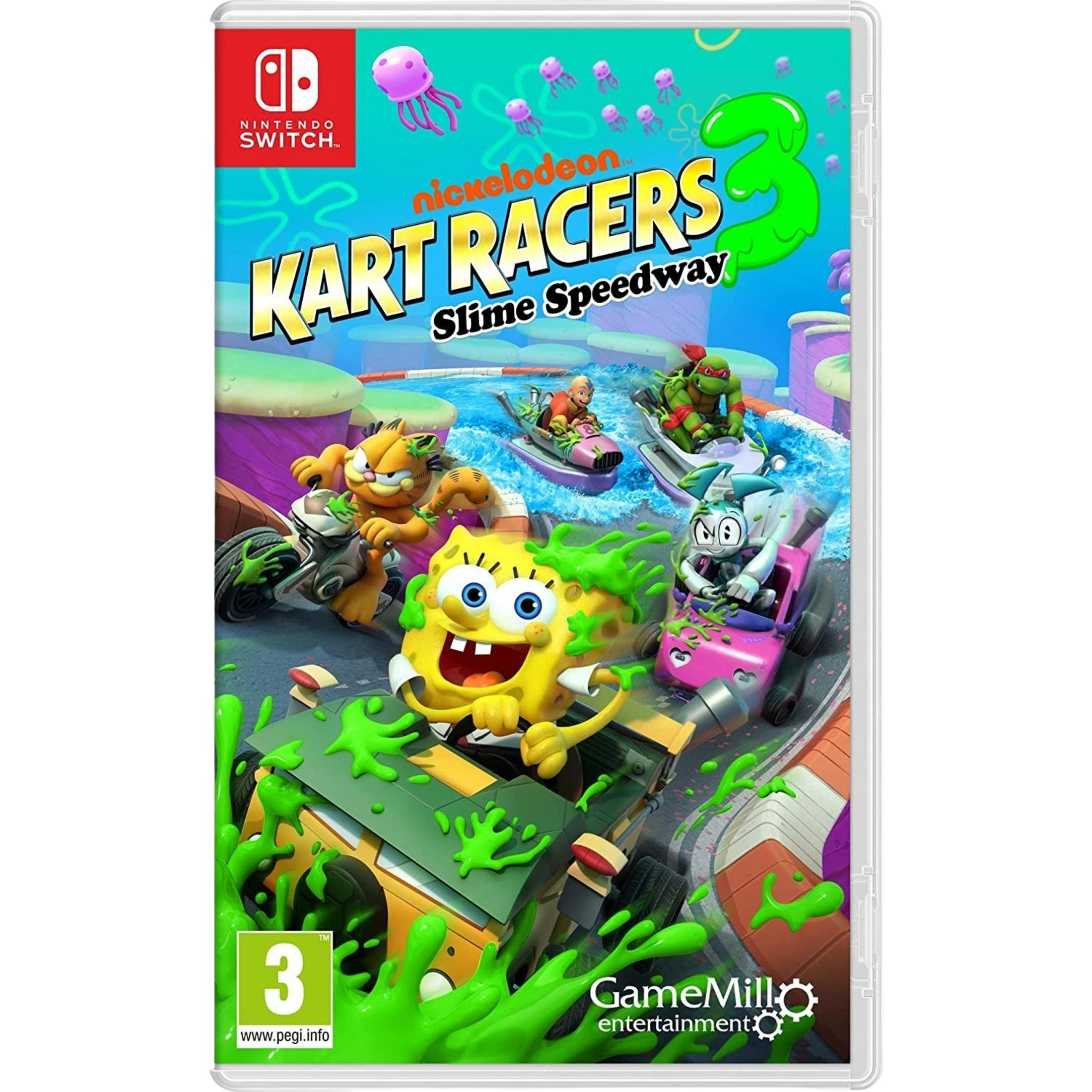 SpongeBob, Garfield, TMNT e Aang corrono sulla pista nel fango.