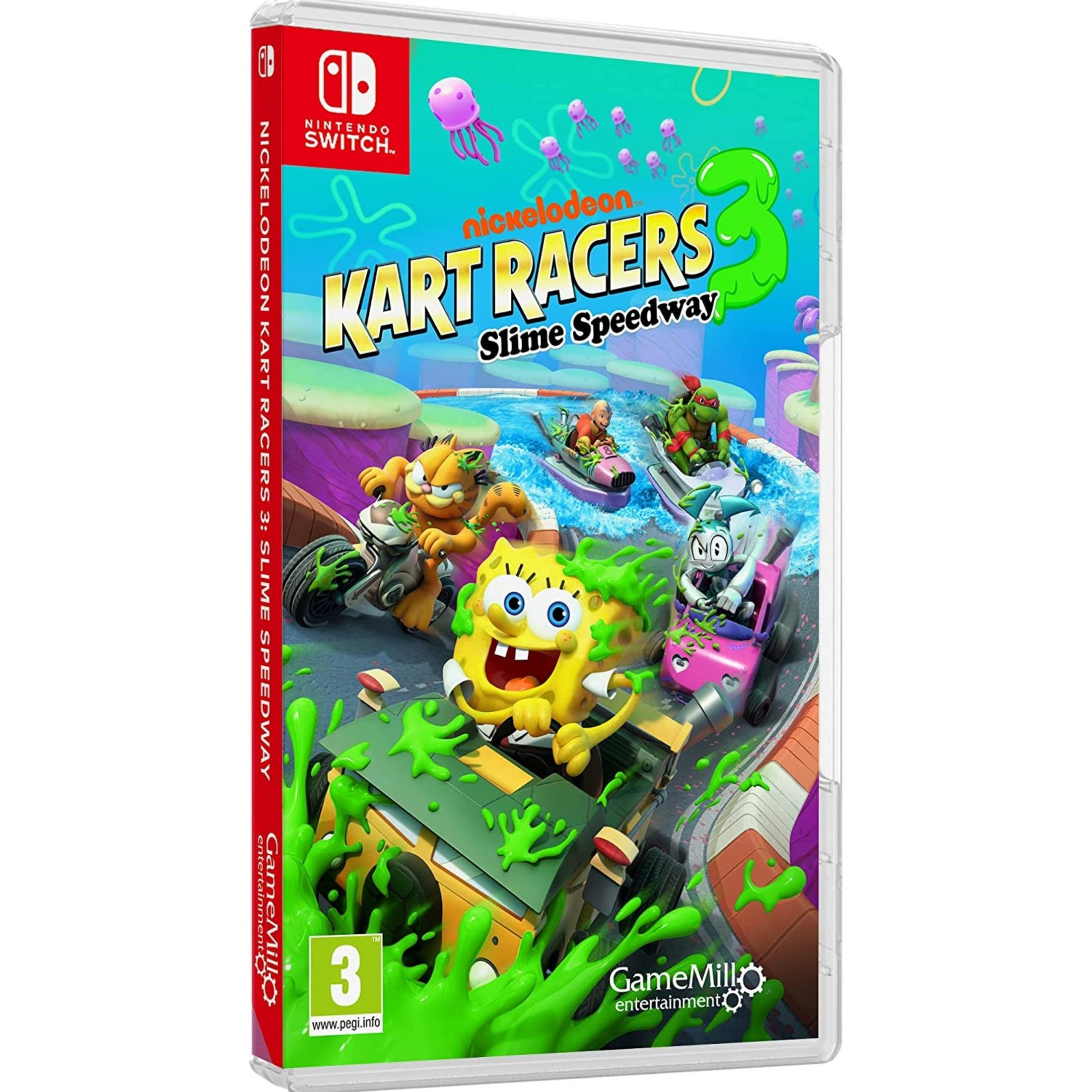 Custodia Nickelodeon Kart Racers 3 con Spongebob, Garfield, Tartarughe Ninja.