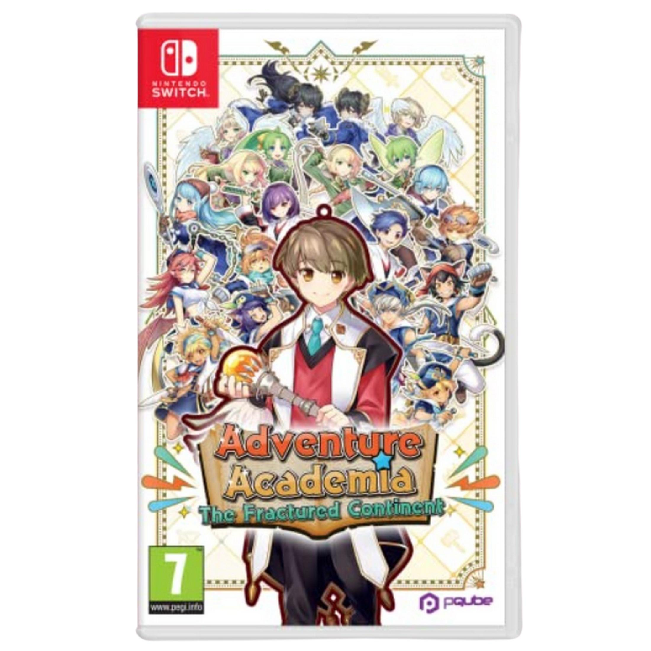 Custodia gioco Nintendo Switch con personaggi anime e il titolo "Adventure Academia".