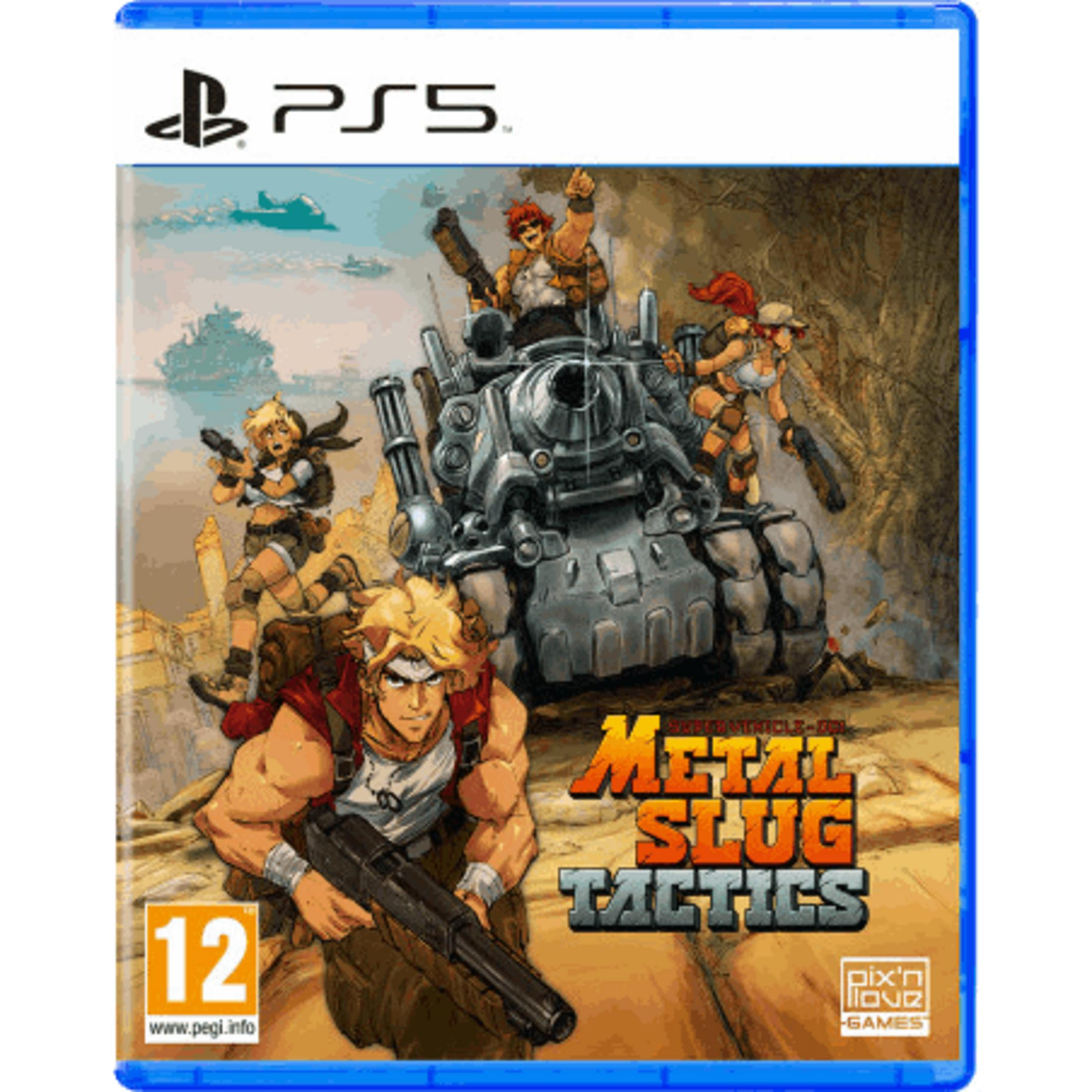 Copertina del gioco PS5 Metal Slug Tactics con personaggi e un carro armato.