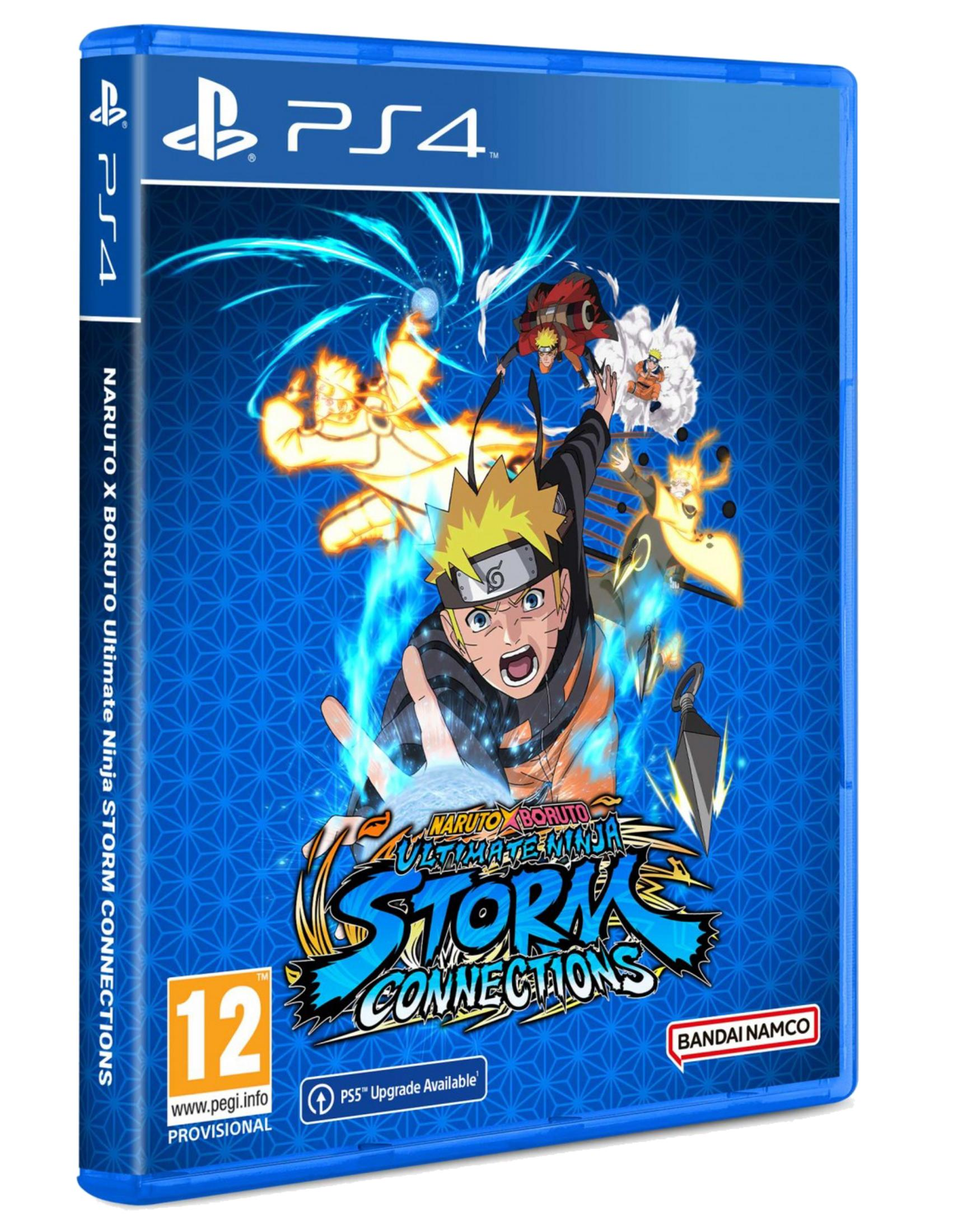 Custodia gioco PS4 con Naruto e Boruto in combattimento, con logo e rating 12.