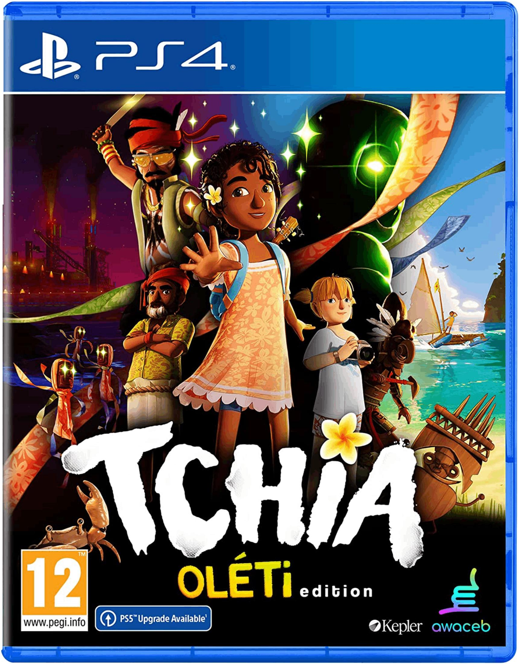 Copertina gioco PS4: edizione Tchia Oleiti. Personaggi e scena isola tropicale.