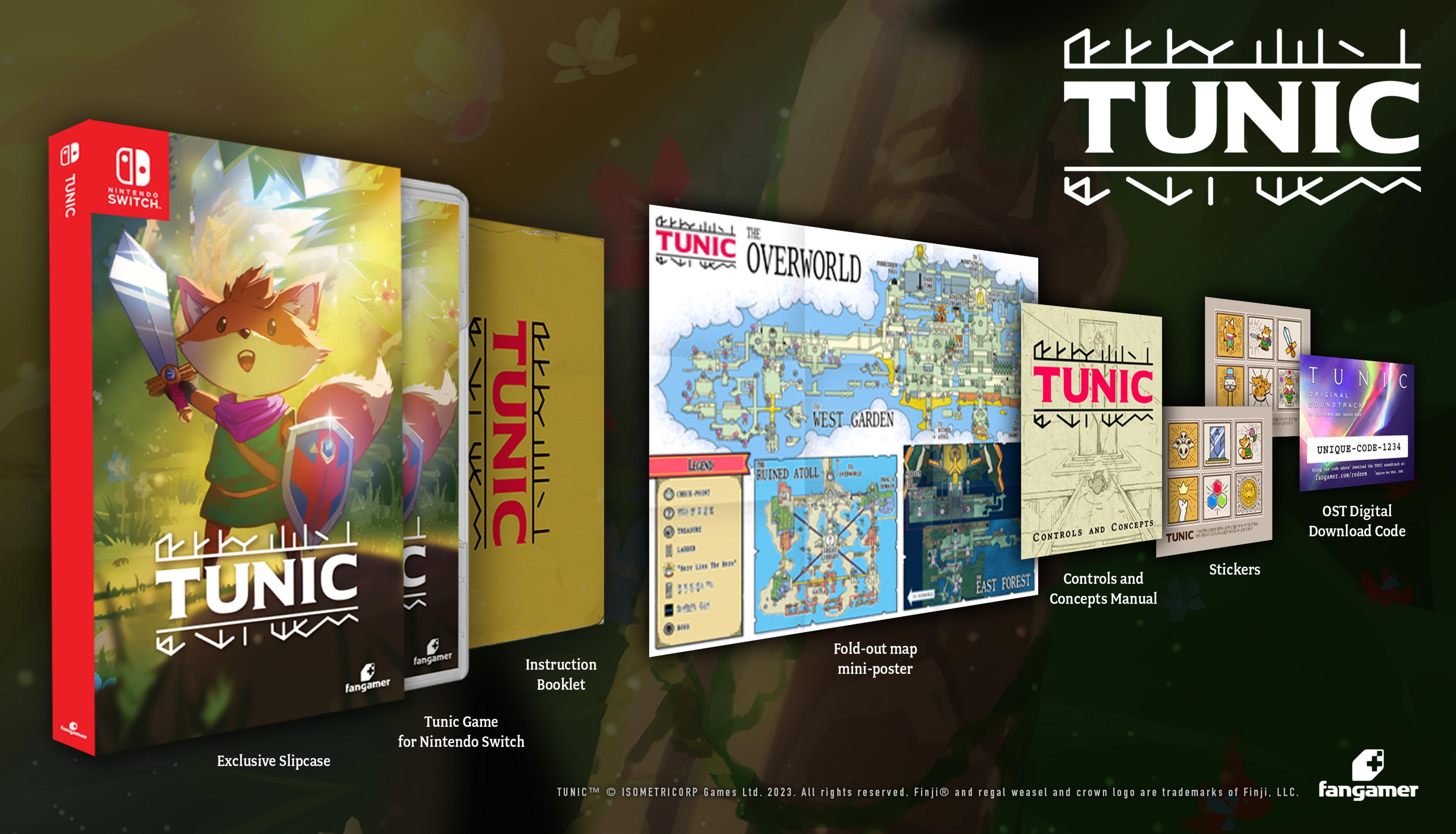 Edición Coleccionista de Tunic con juego, manual, mapa, pegatinas y código.