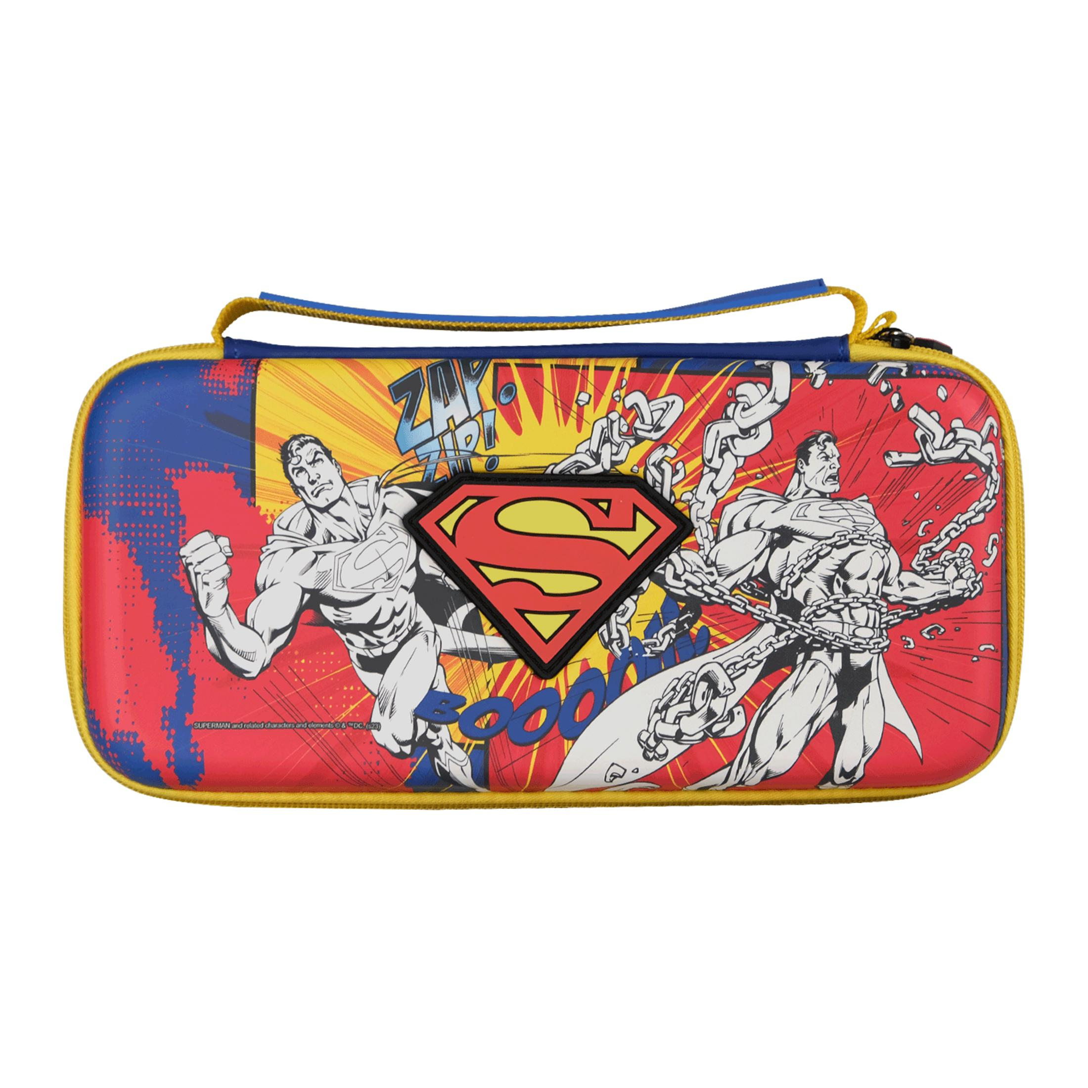 Una borsa con stampa a fumetti di Superman. Superman si libera dalle catene.