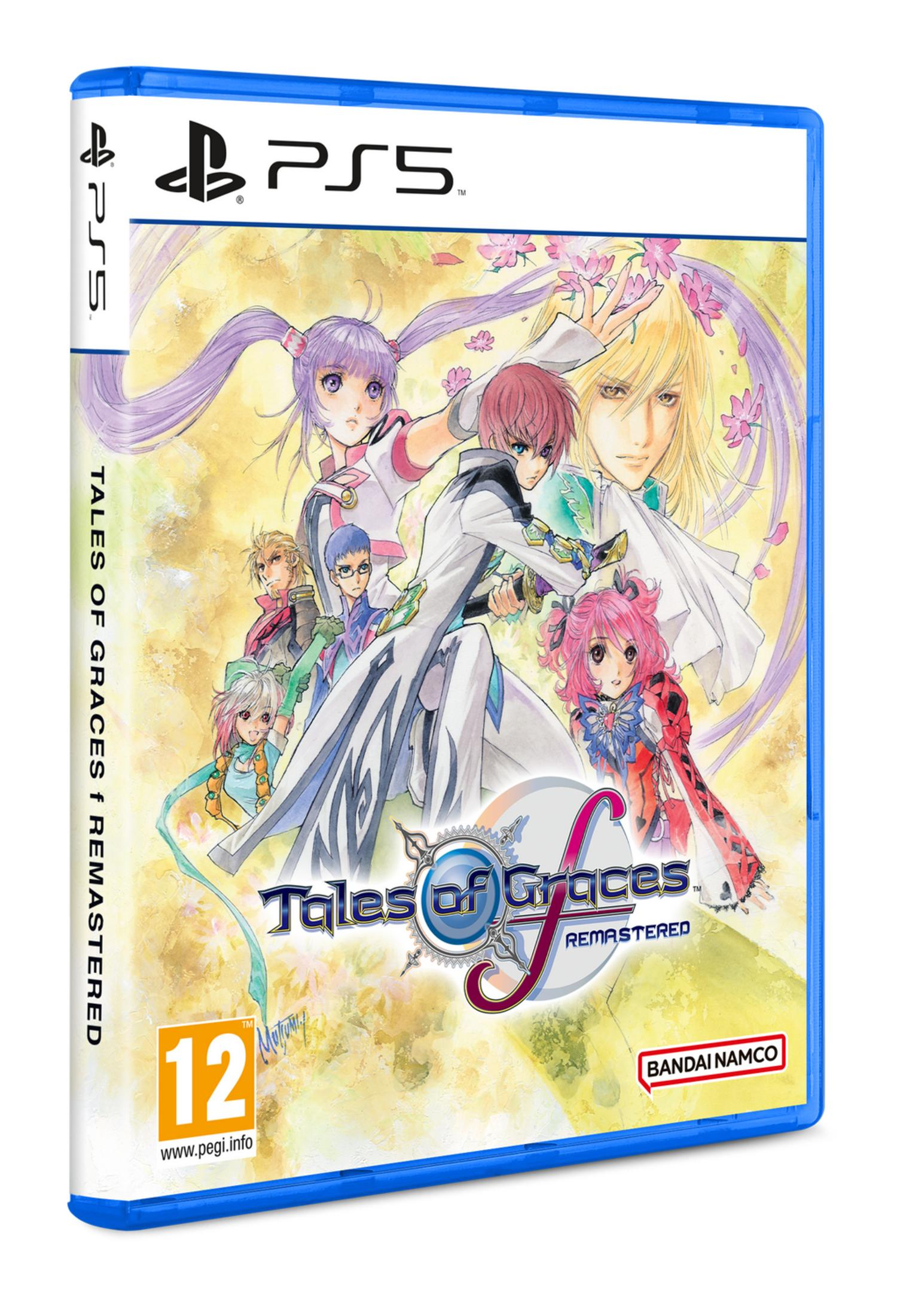 Juego PS5 "Tales of Graces f Remastered" con personajes de anime y clasificación PEGI 12.