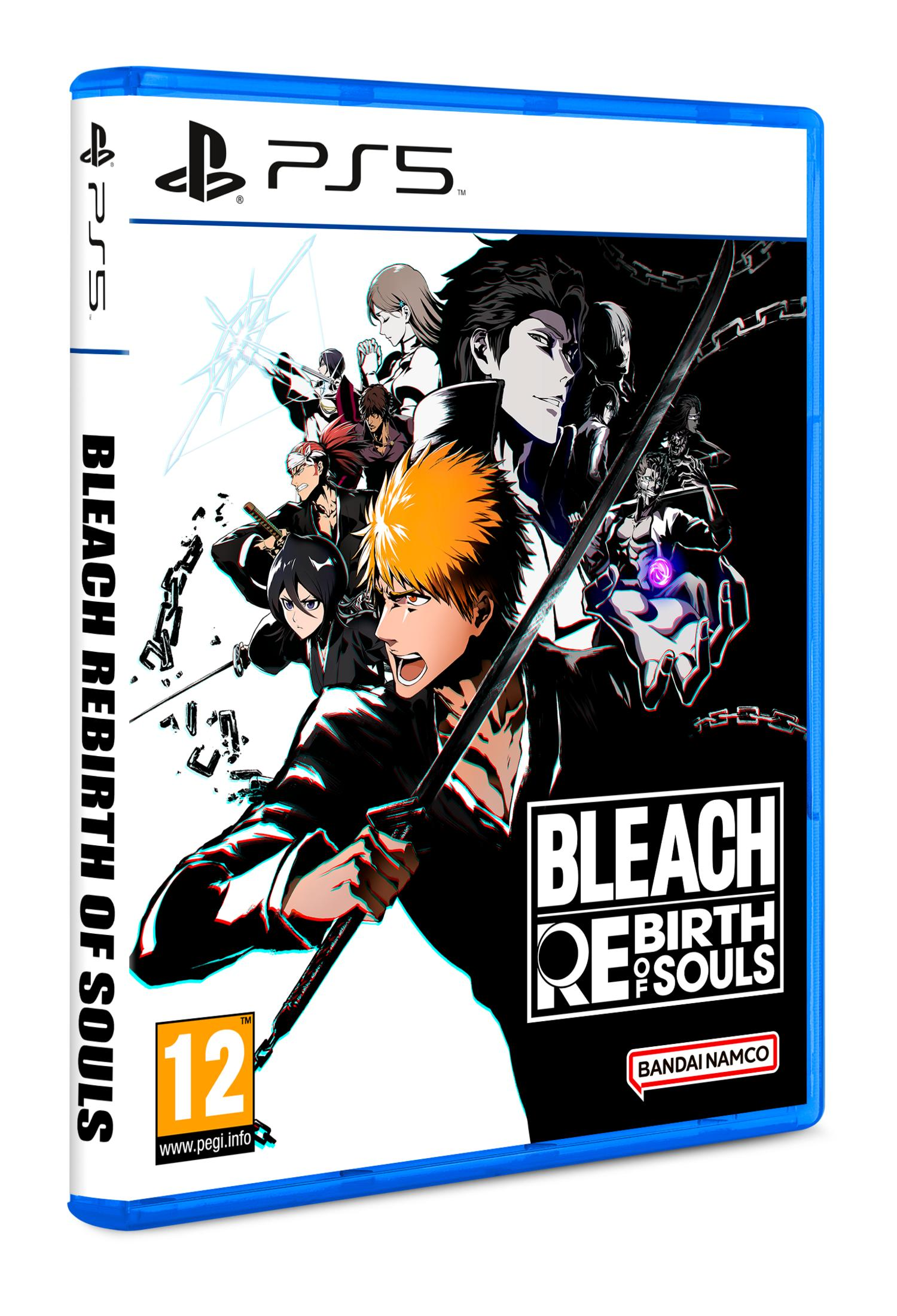 Caja de juego PS5 con personajes de anime, logo de Bandai Namco y clasificación 12.