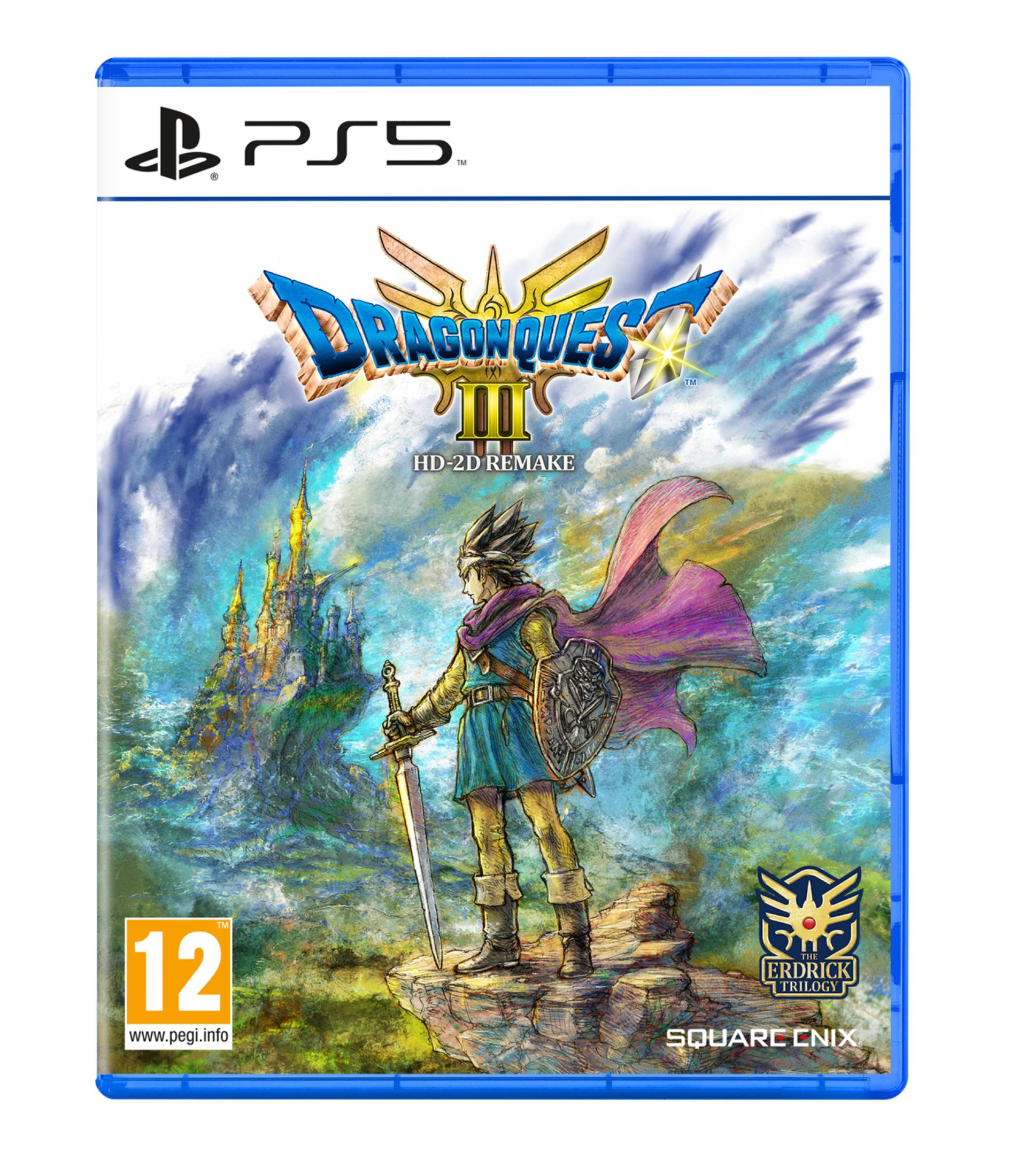 Un personaggio con spada e scudo davanti a un castello. Copertina gioco PS5.