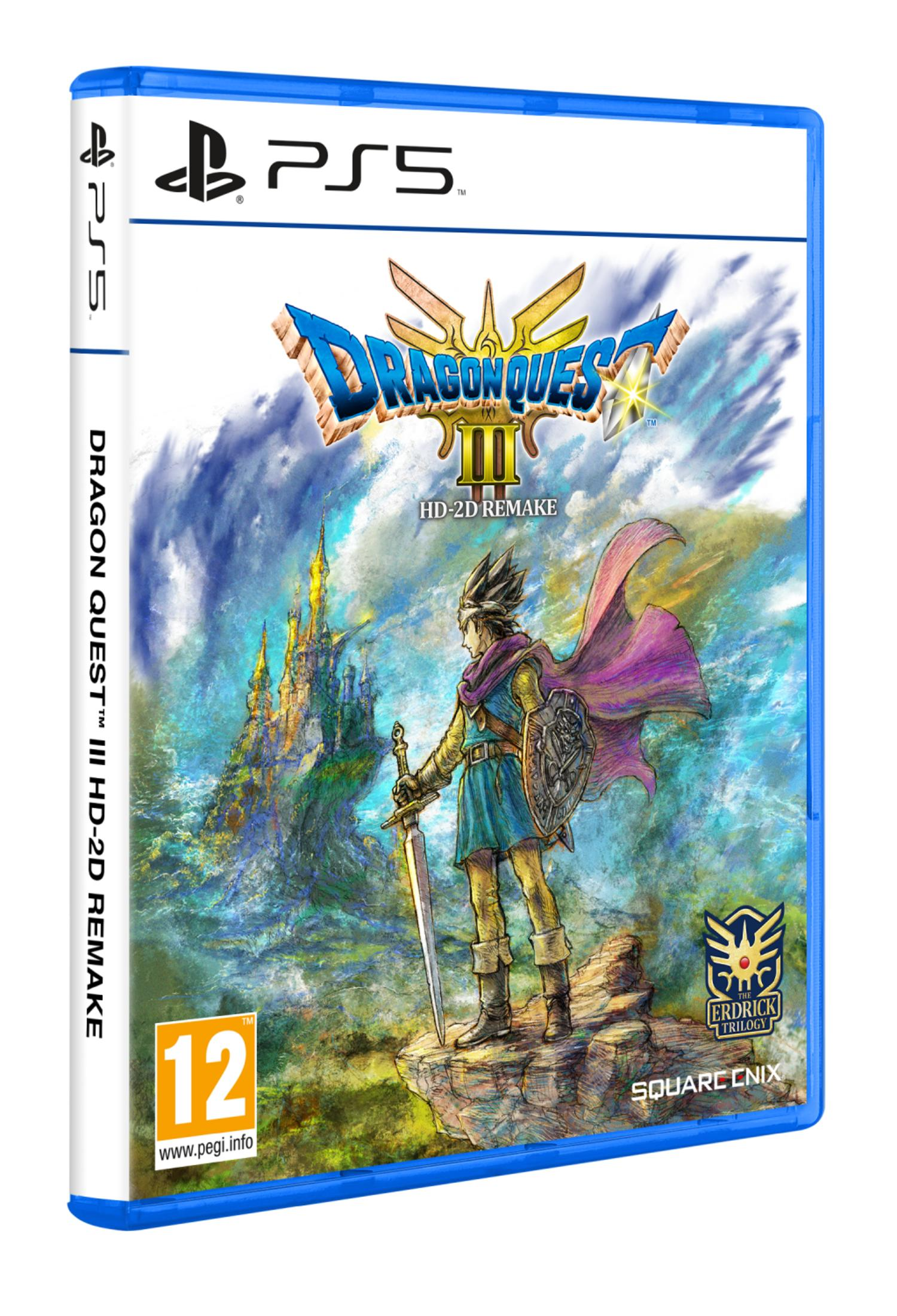 Un eroe con spada e scudo davanti a un castello. Copertina gioco PS5.