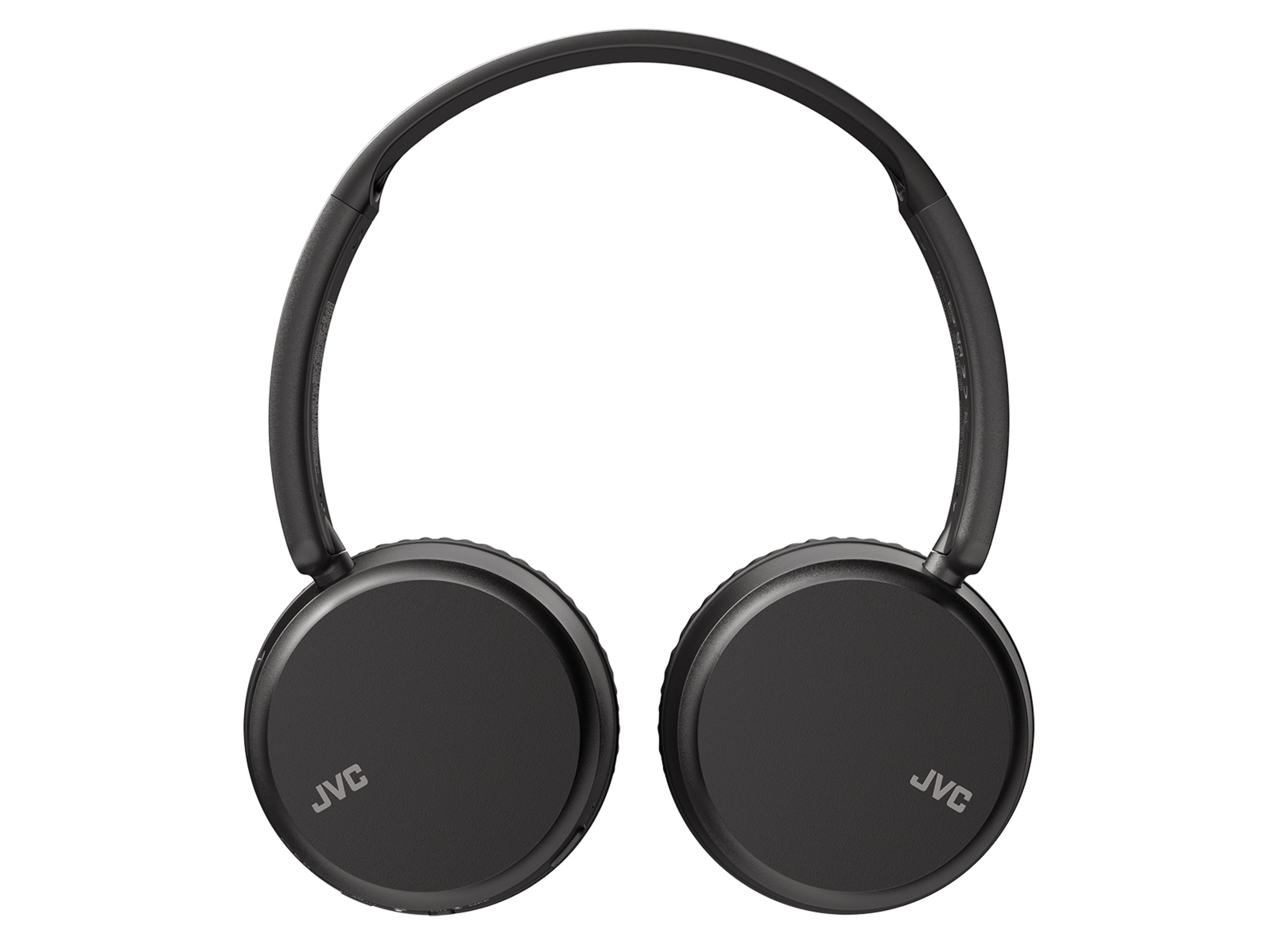 Cuffie JVC nere con archetto e padiglioni rotondi.