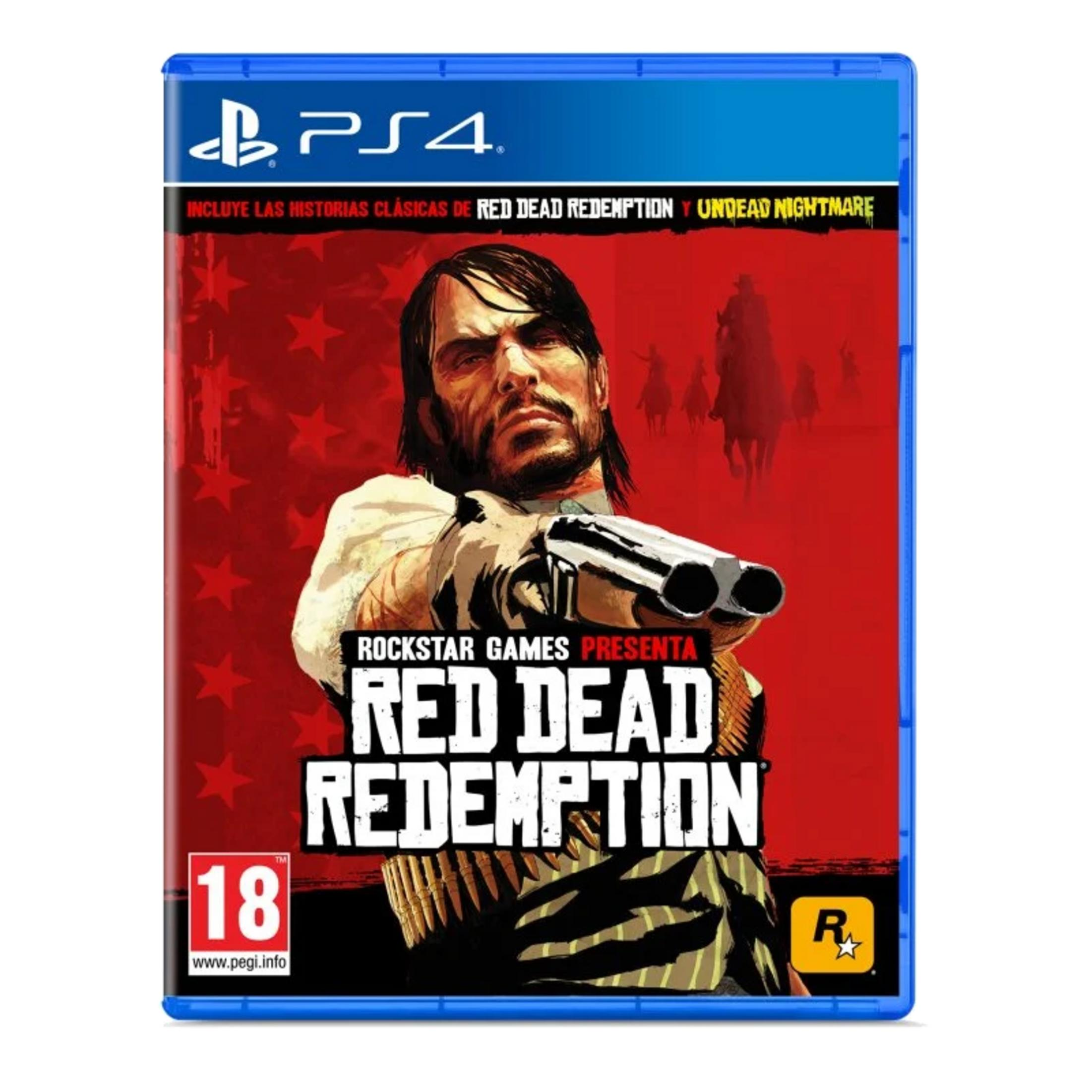 Copertina Playstation 4 con un uomo che tiene una pistola. Sfondo rosso.