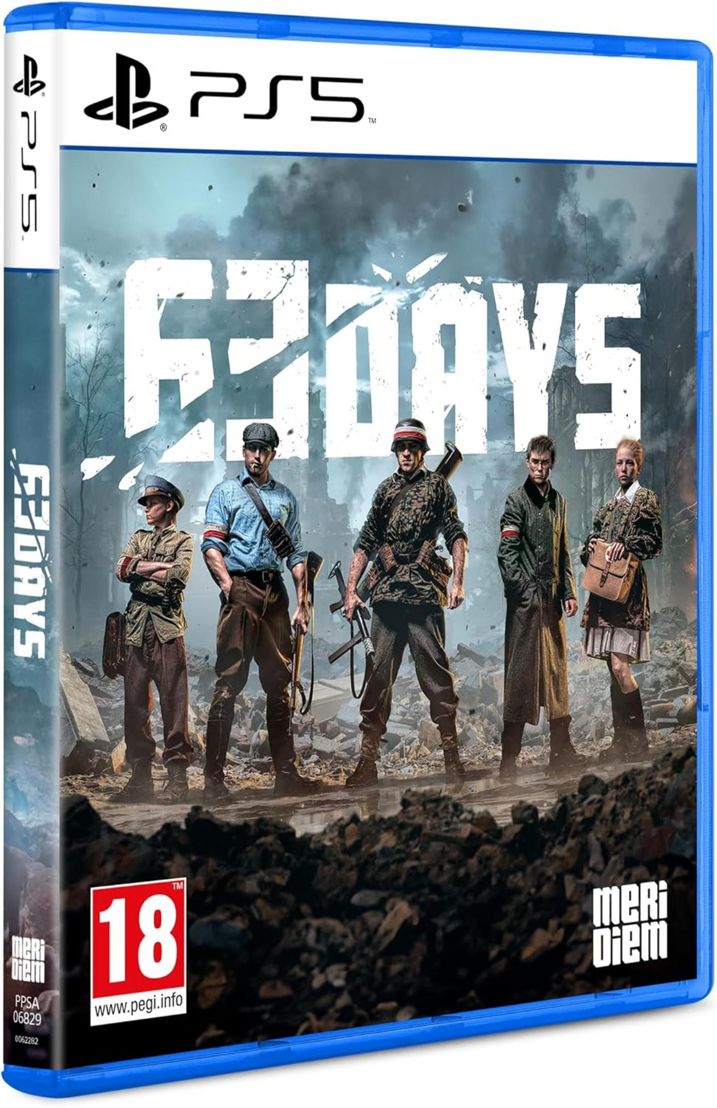 PS5-Spielhülle mit 5 Soldaten, die im Krieg stehen. "EZDAYS"-Titel.