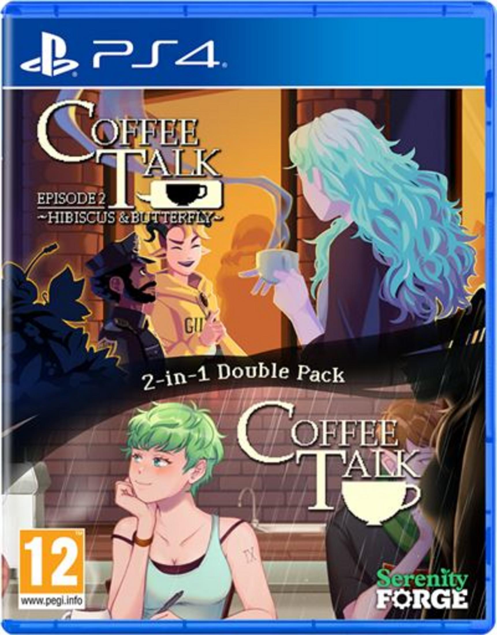Copertina del gioco PS4 Coffee Talk Episodio 2: Hibiscus & Butterfly. Presenta personaggi e titolo.