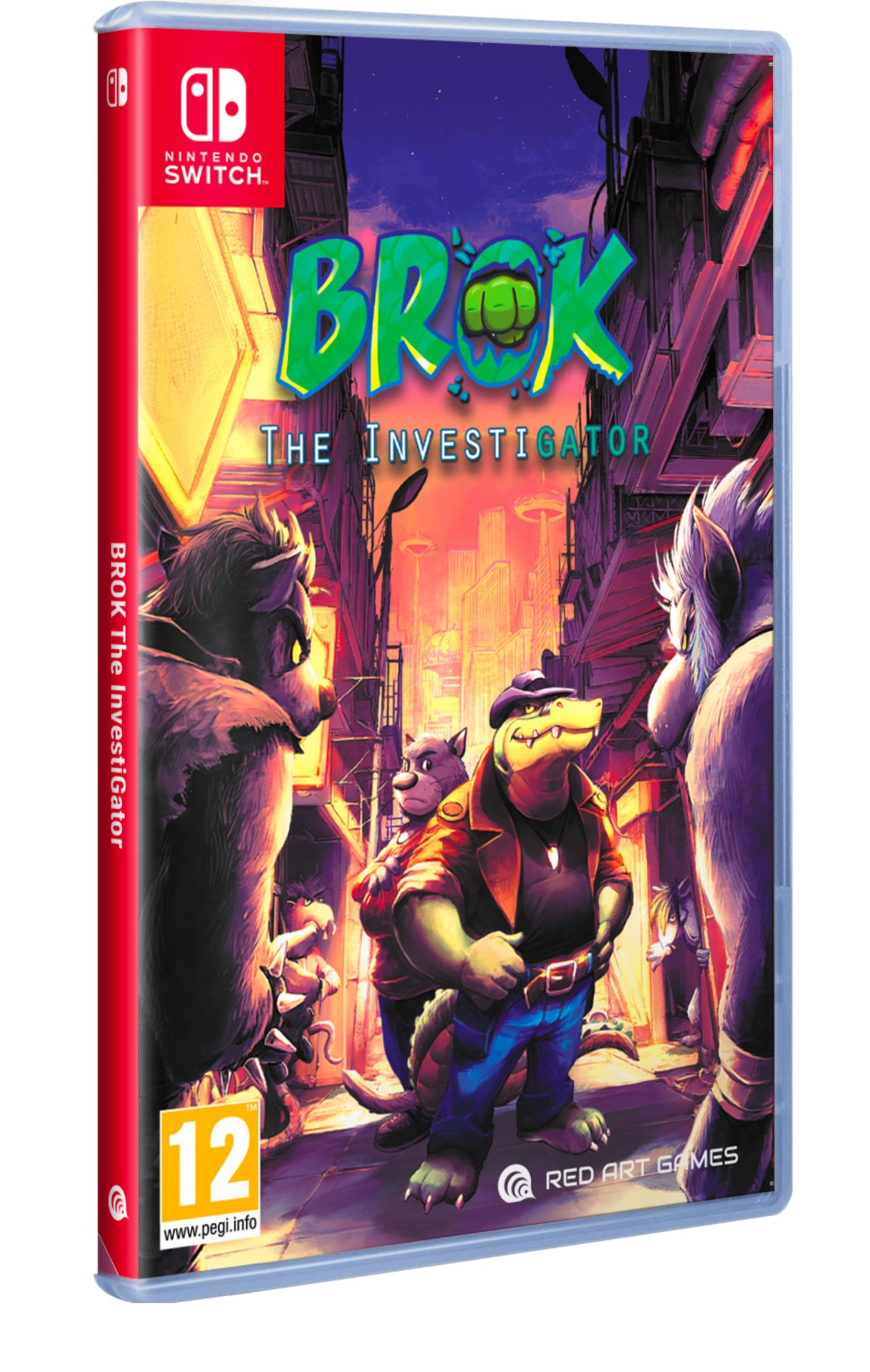Custodia gioco Nintendo Switch "Brok The Investigator". Personaggi: coccodrillo, lupo, gatto.