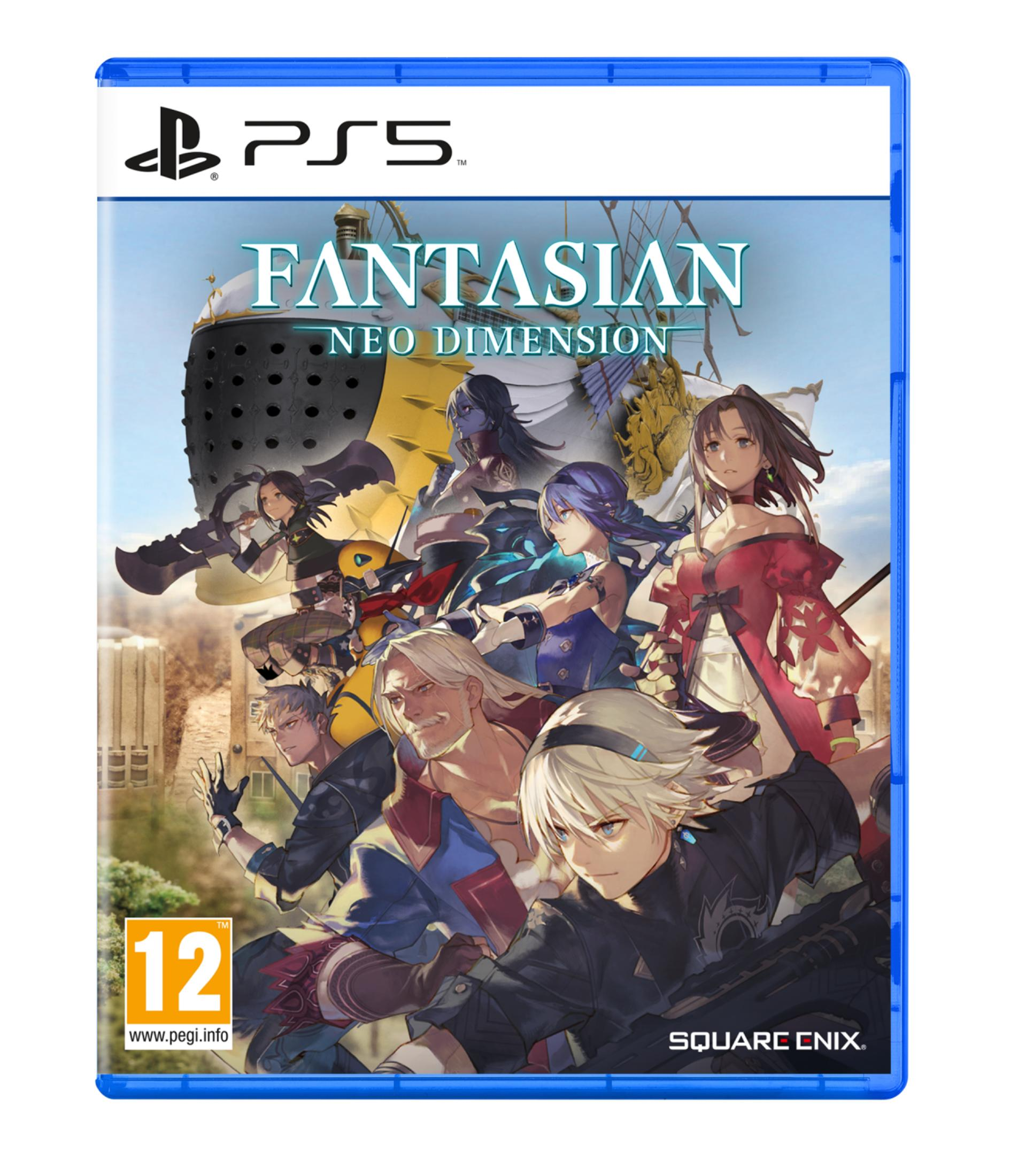 Copertina gioco PS5: Fantasian Neo Dimension con personaggi davanti a una nave.