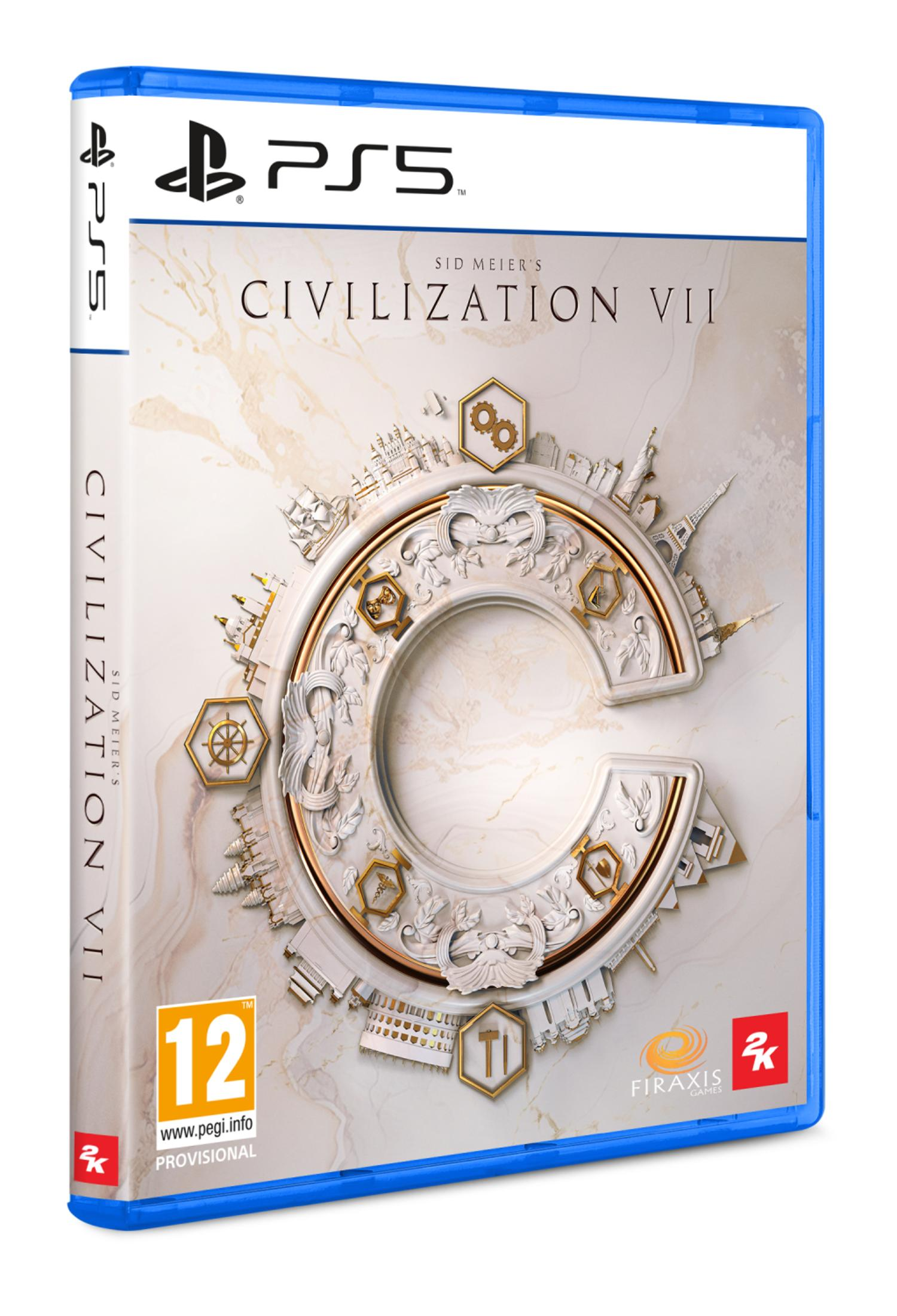 Caja de juego PS5 para Civilization VII con detalles ornamentados y monumentos.