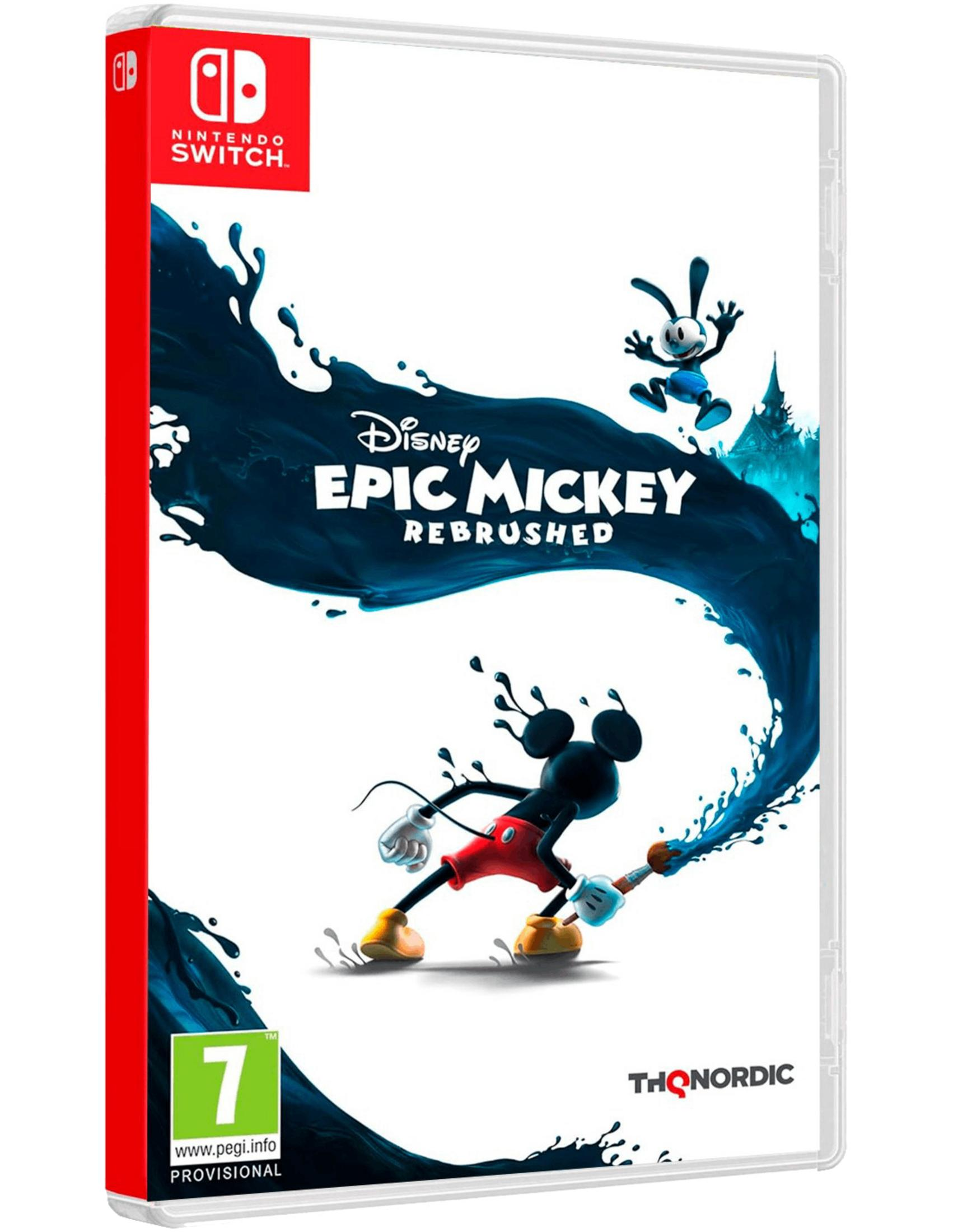 Mickey e Oswald su una custodia Nintendo Switch con vernice schizzata.