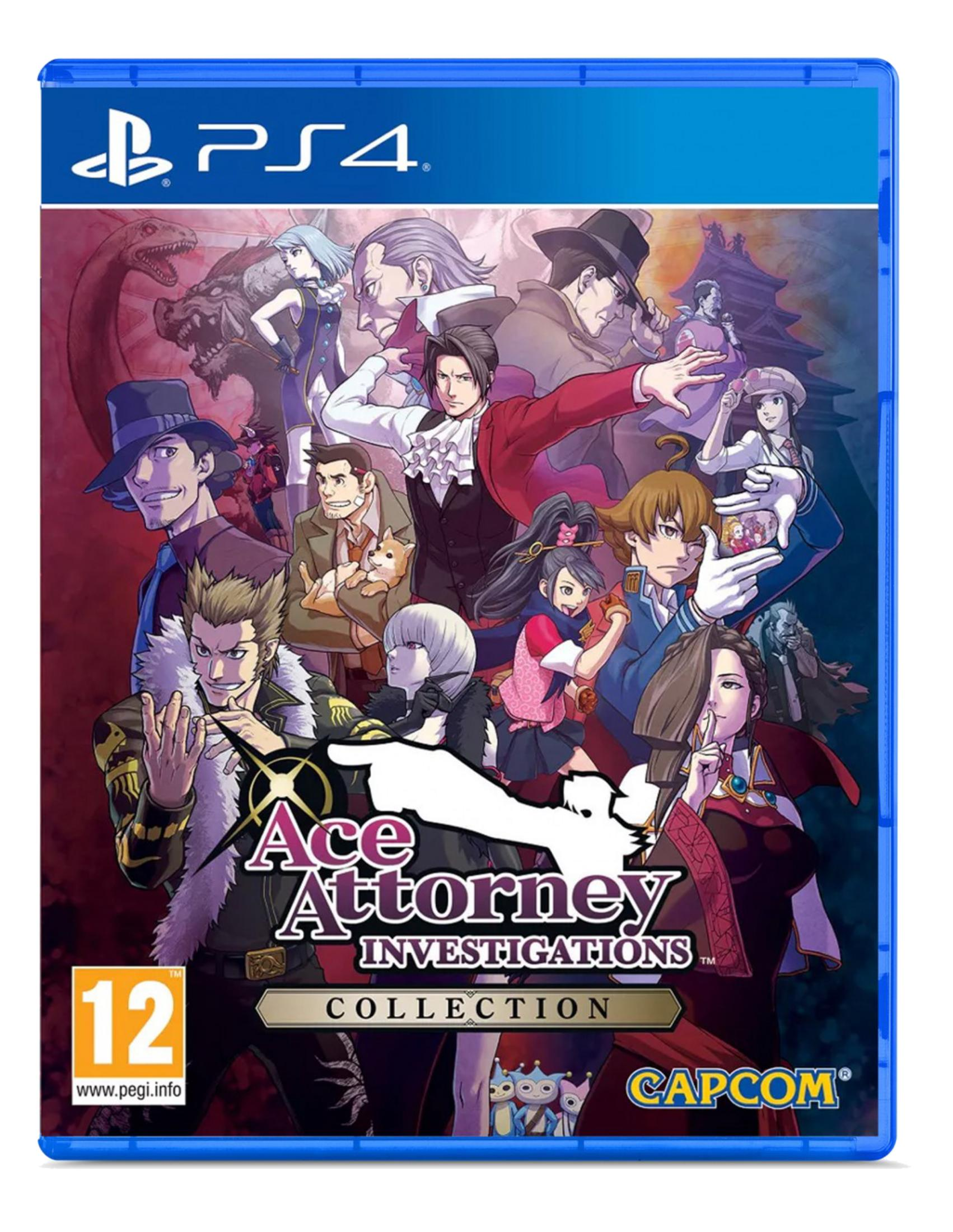 Custodia gioco PS4 con personaggi di Ace Attorney Investigations Collection.
