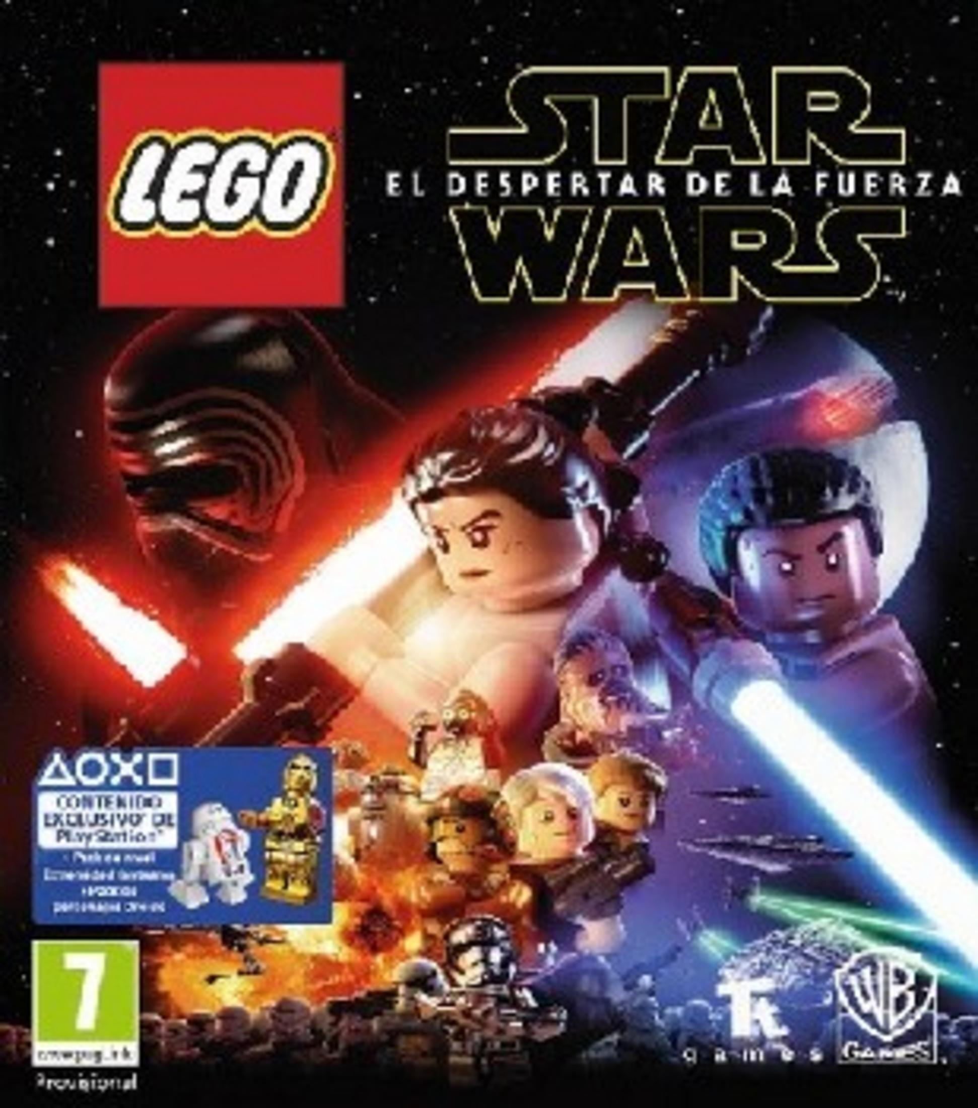 Copertina Lego Star Wars con Kylo Ren, Rey, Finn e BB-8 nello spazio.