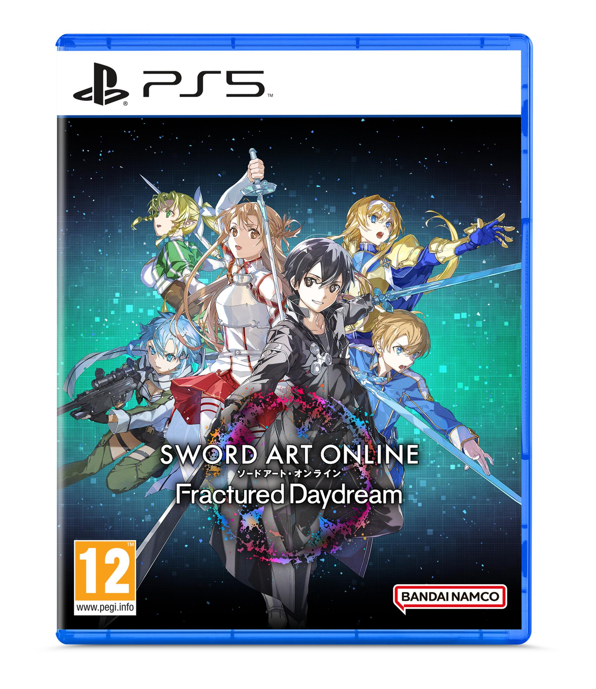 Copertina del gioco PS5 con personaggi anime, titolo: Sword Art Online: Fractured Daydream.