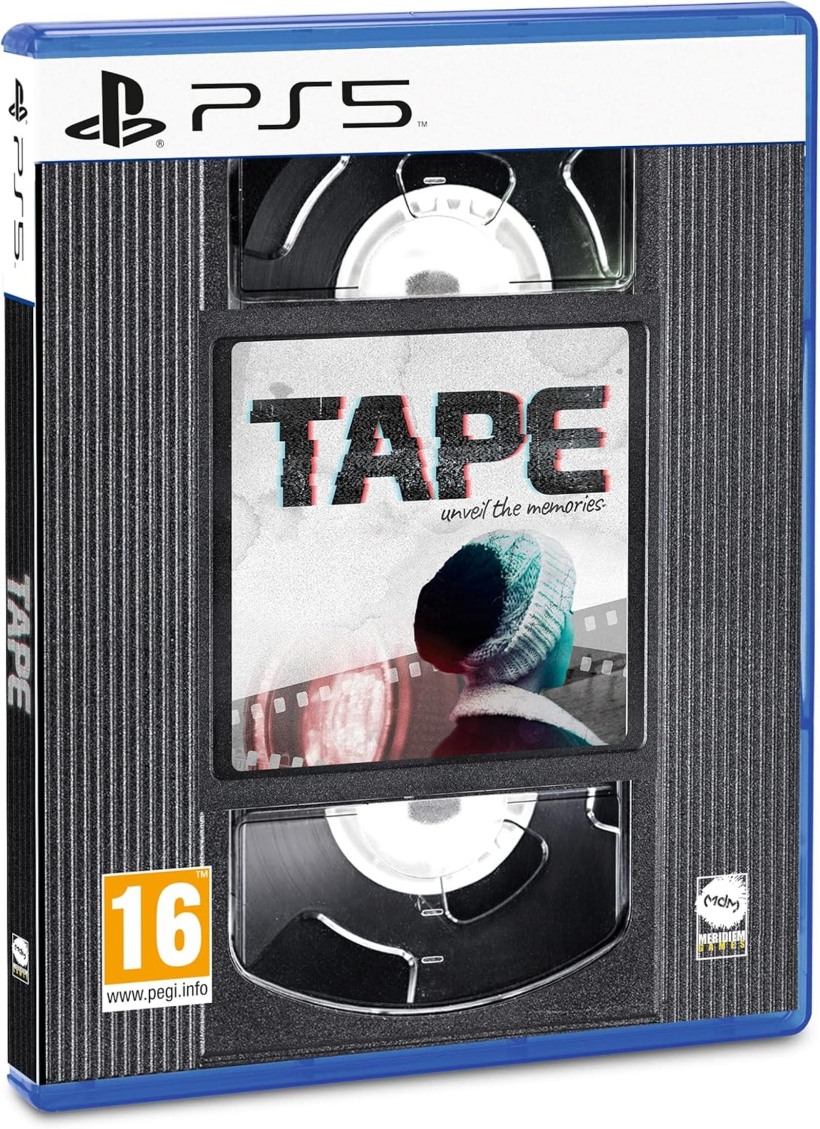 PS5 Spielhülle im VHS-Design mit "TAPE"-Logo und Altersfreigabe 16.