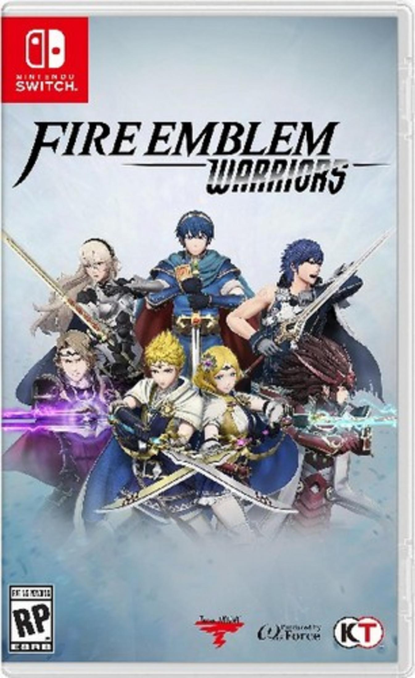 Copertina del gioco Nintendo Switch con personaggi e il titolo "Fire Emblem Warriors".
